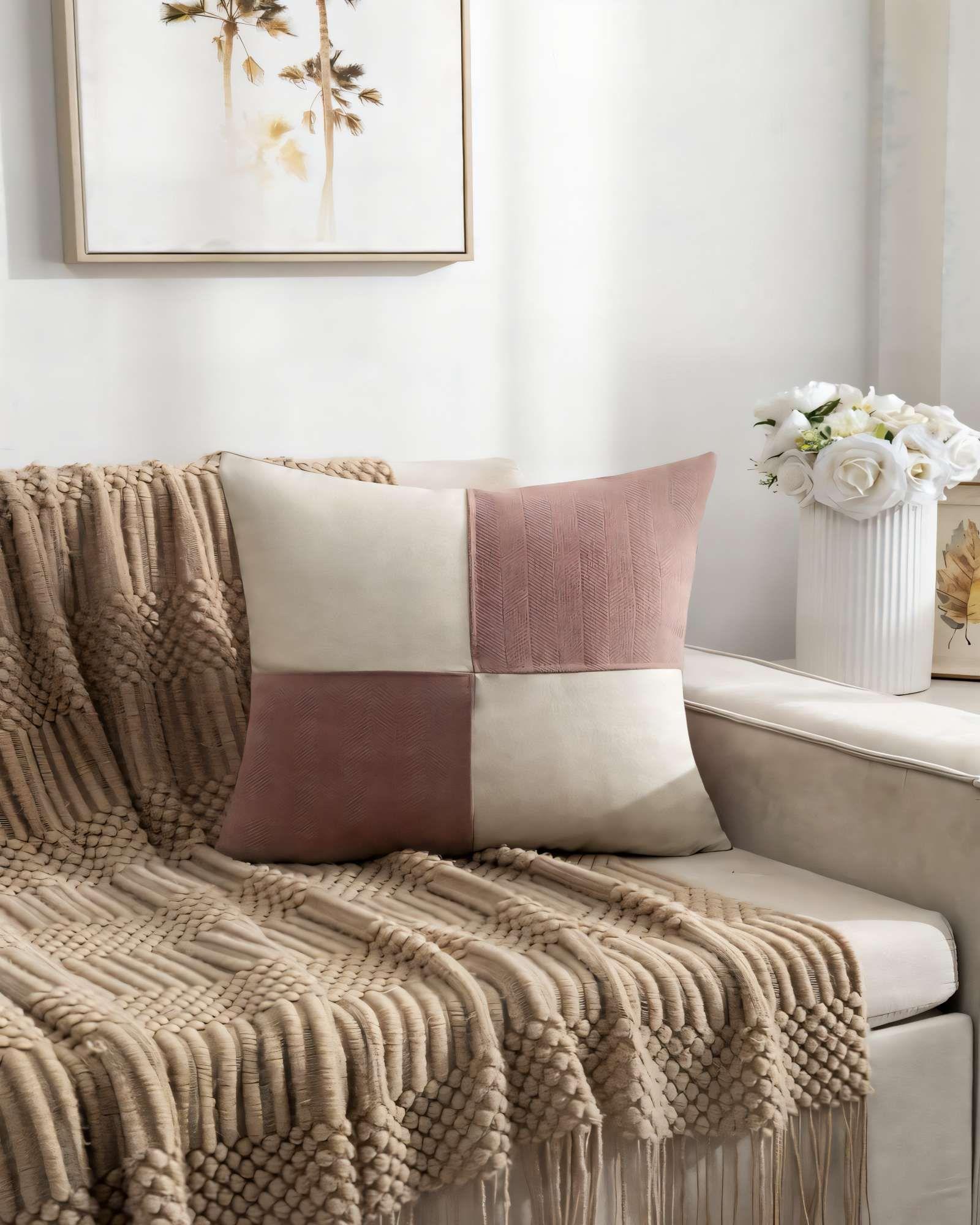 PACK DE 4 FUNDAS DE COJIN 45CMX45CM CHENILLE ROMBO COLOR ROSA-3