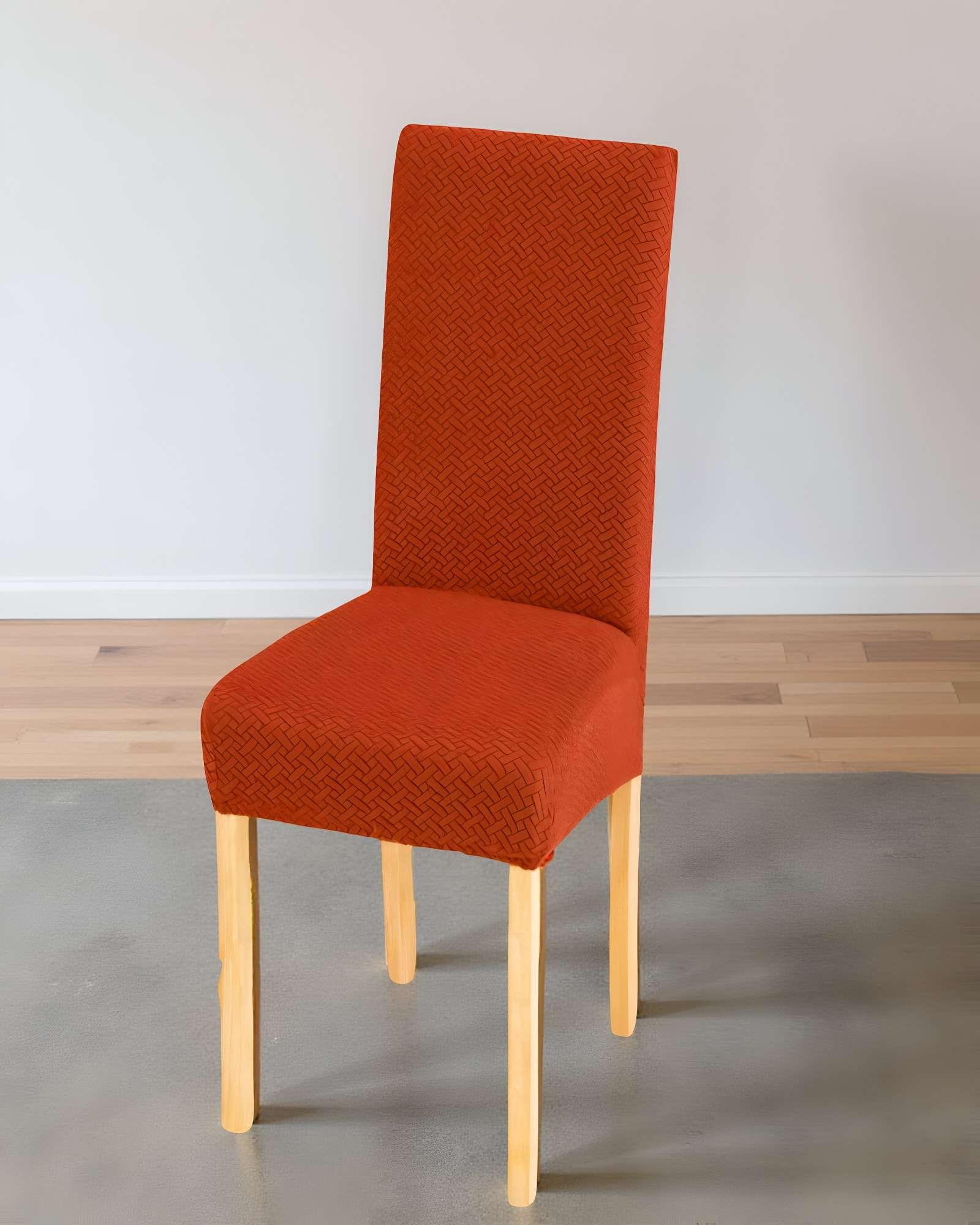 PACK DE 6 FUNDAS PARA SILLA CON DISEÑO TEXTURIZADO COLOR NARANJA-2