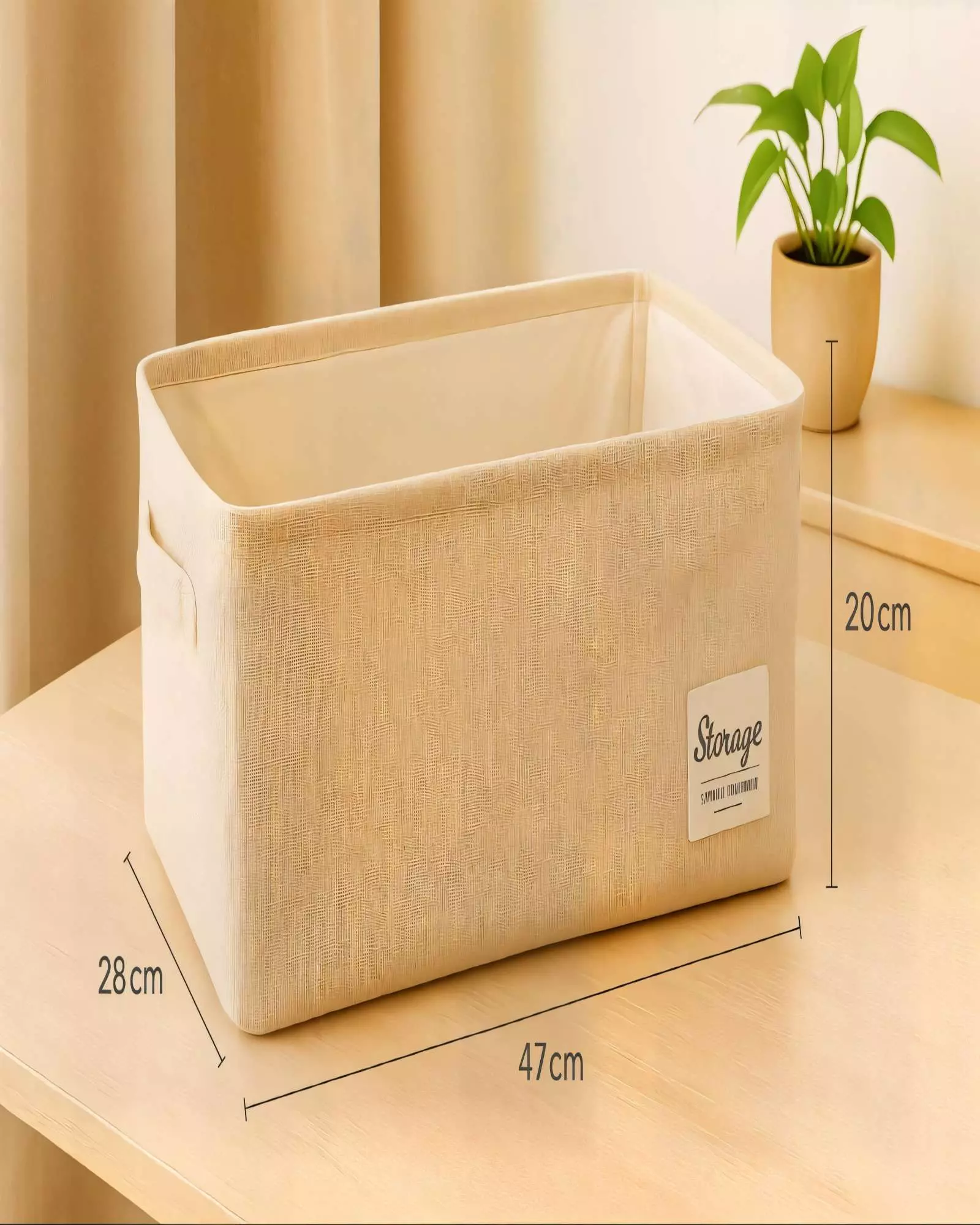 SET DE 2 CANASTOS ORGANIZADOR 28CMX47CMX20CM COLOR BEIGE-2