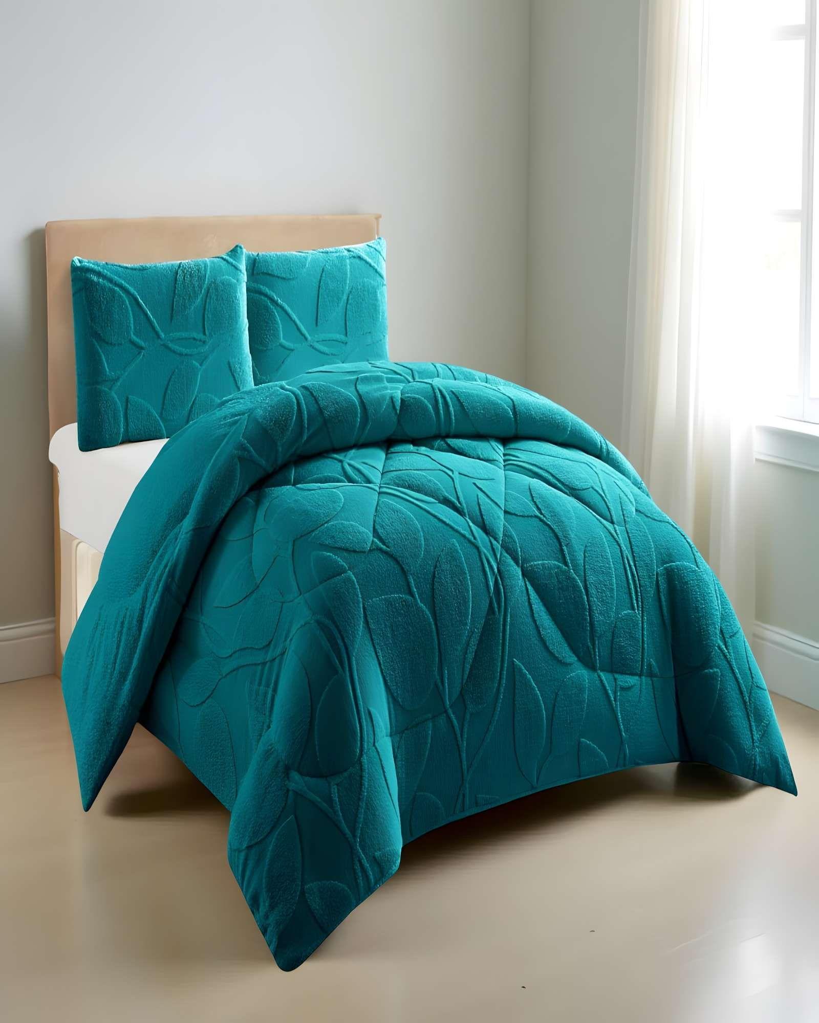 COBERTOR DE INVERNO TEXTURIZADO RY KING TURQUESA-3