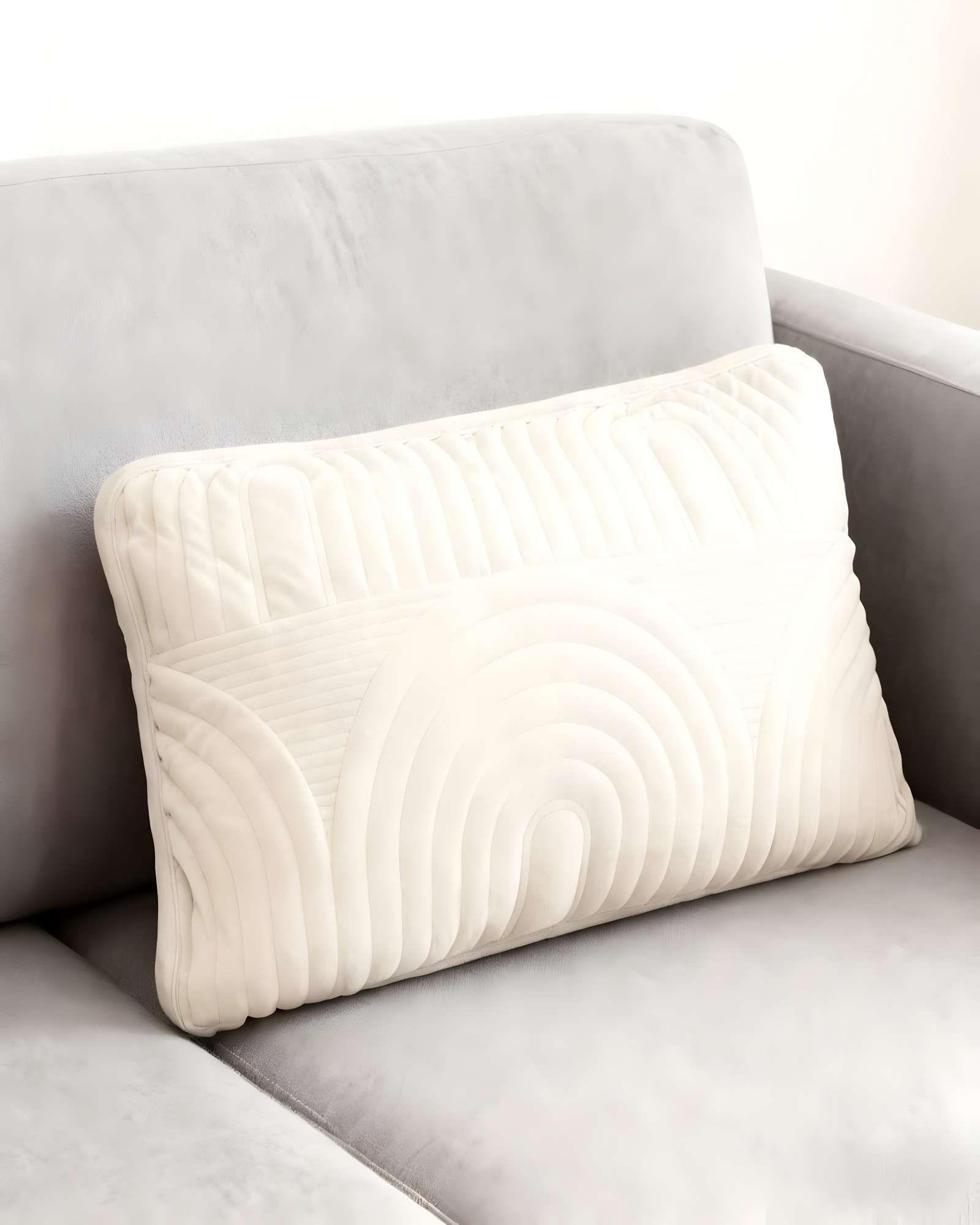 PACK DE 4 FUNDAS DE COJIN SERIE ARCO 30X50 CM BLANCO-3