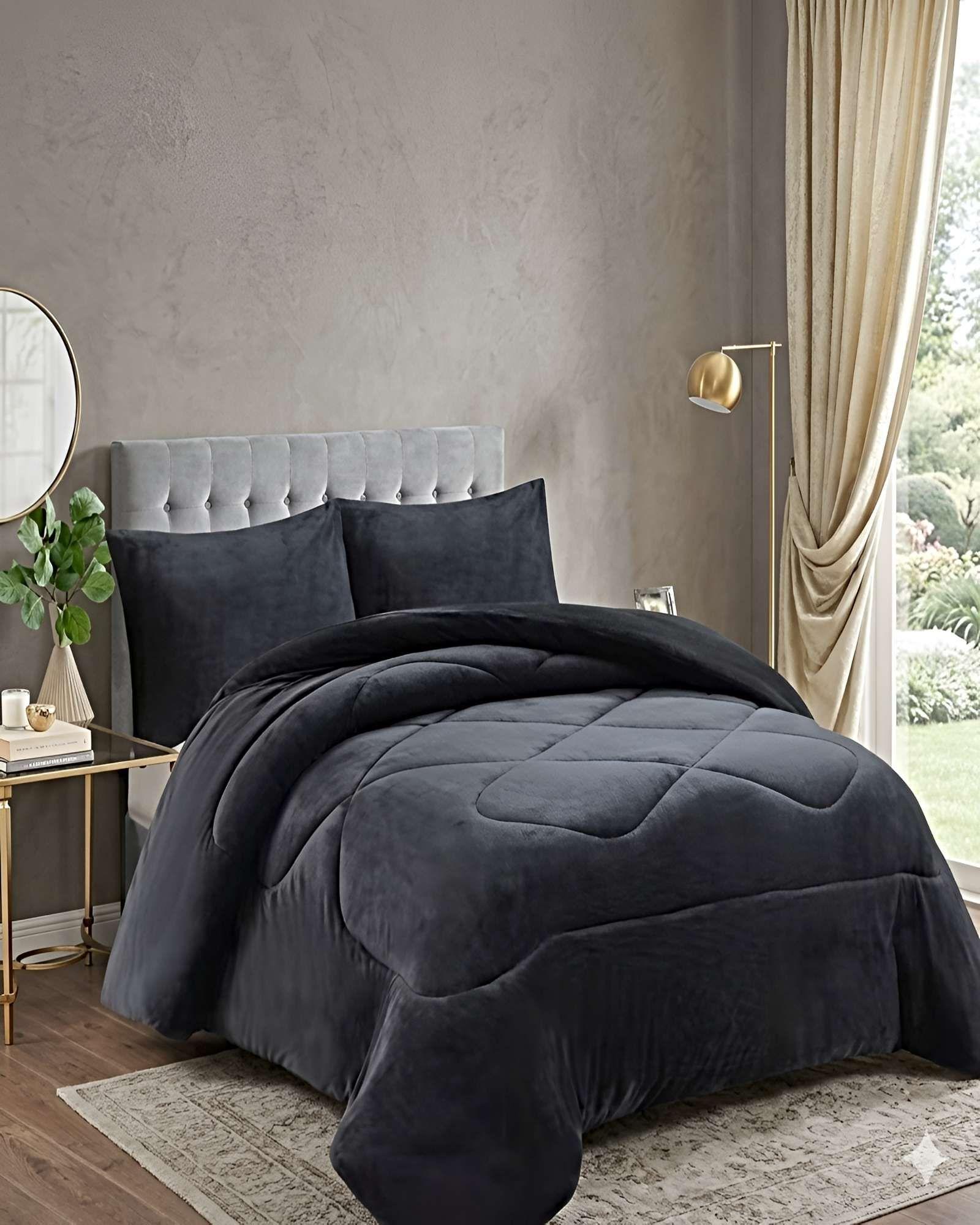 COBERTOR DE INVIERNO PLUSH KING 250X270CM GRIS OSCURO-2