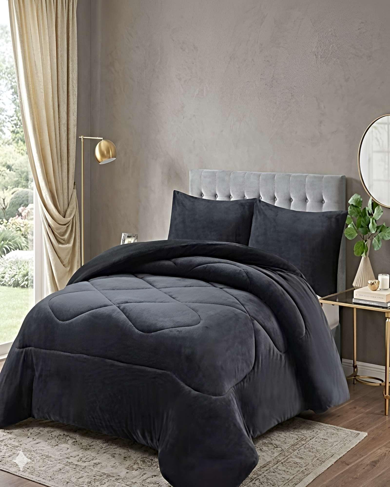 COBERTOR DE INVIERNO PLUSH KING 250X270CM GRIS OSCURO-3