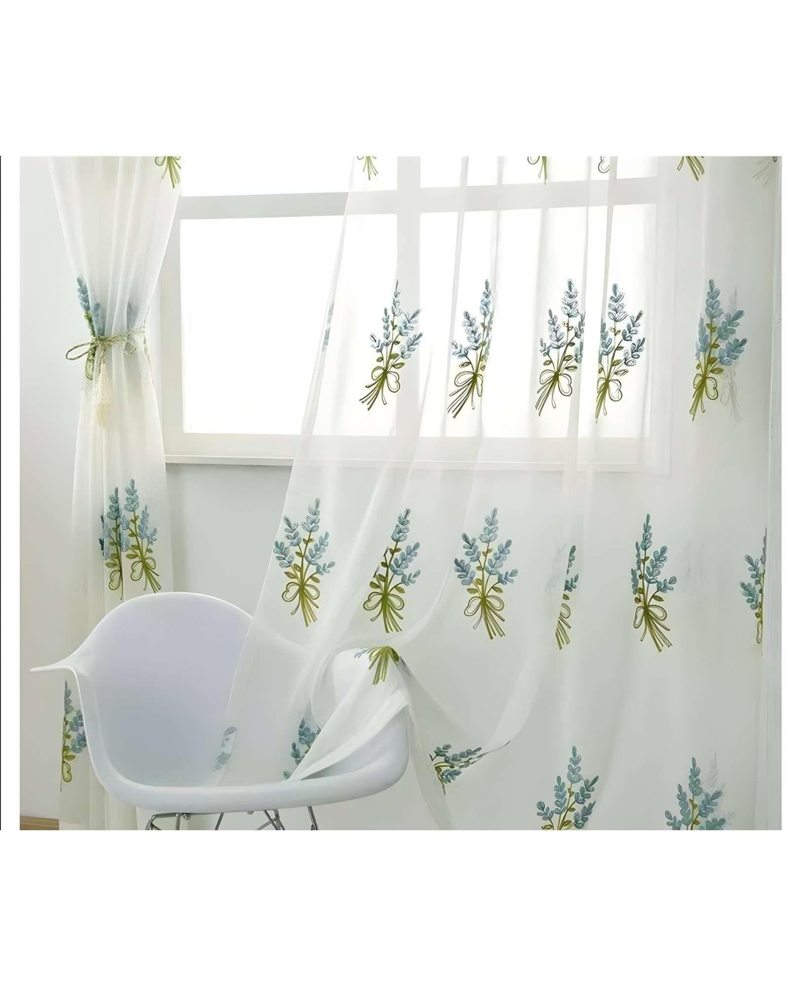 VISILLO CORTINA  FLORALES  140x230 Cm 2 PAÑOS-2
