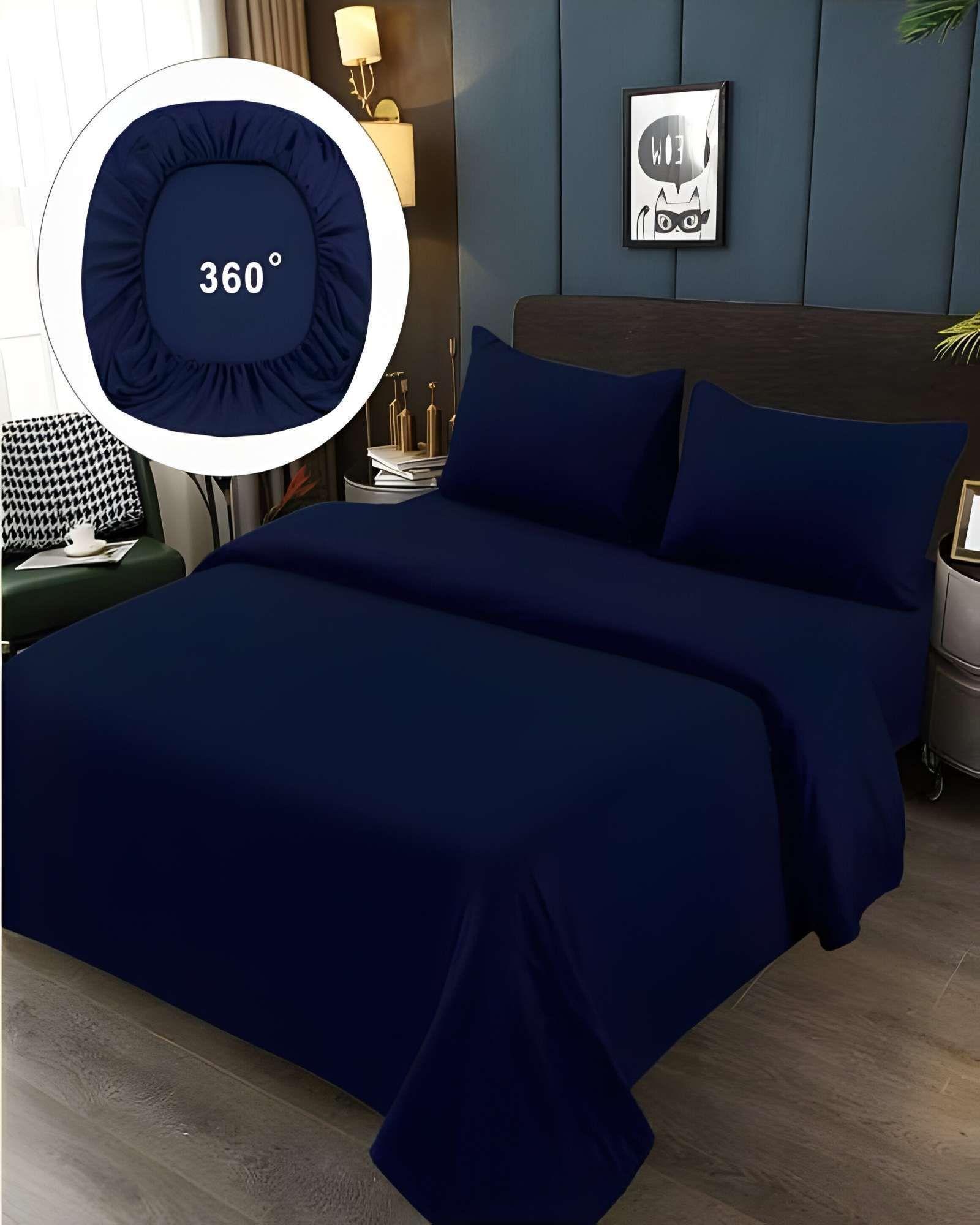 JUEGO DE SABANAS DE 500 HILOS 2 PLAZAS AZUL OSCURO-3