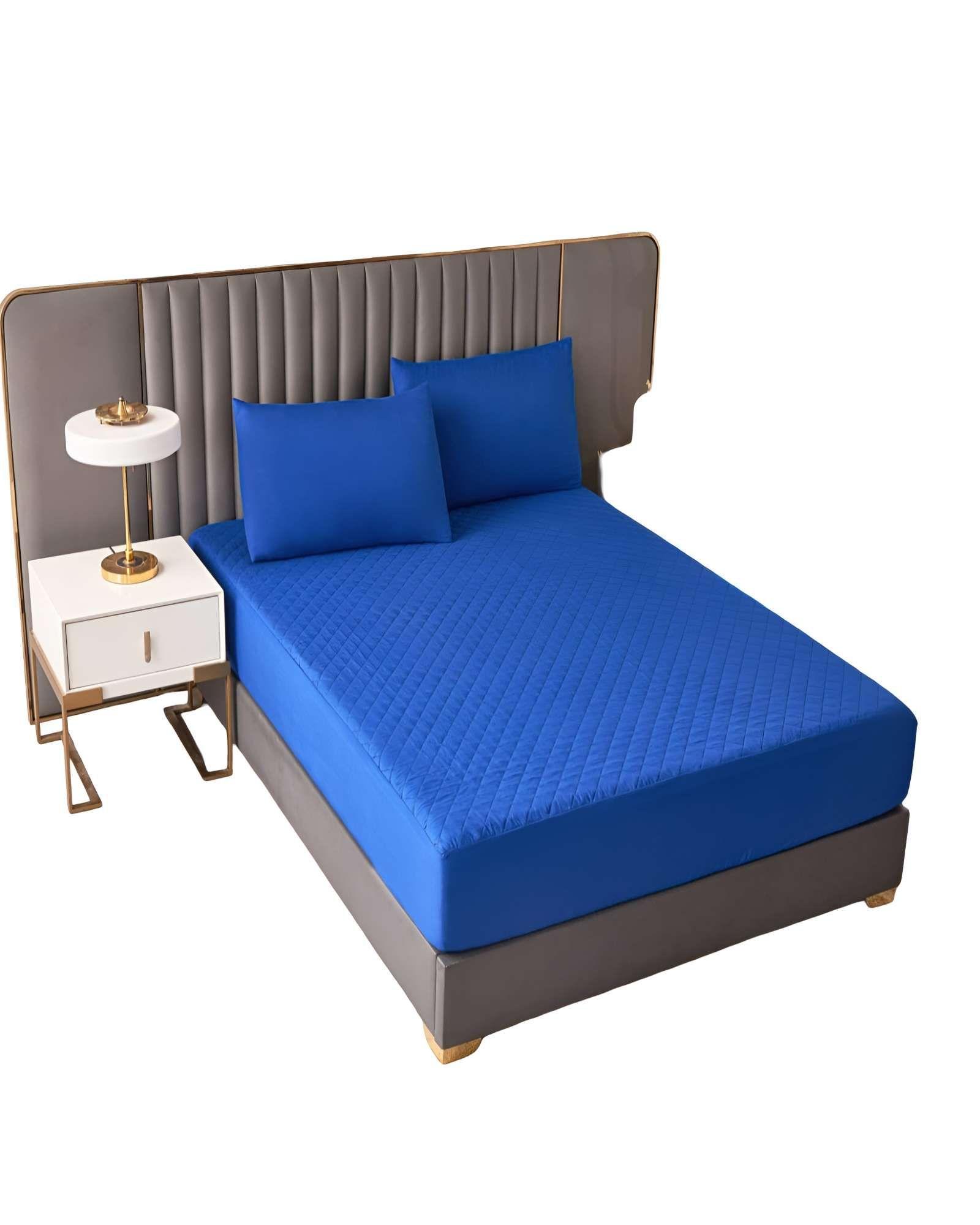 CUBRECOLCHON IMPERMEABLE 2 PLAZAS AZUL-1