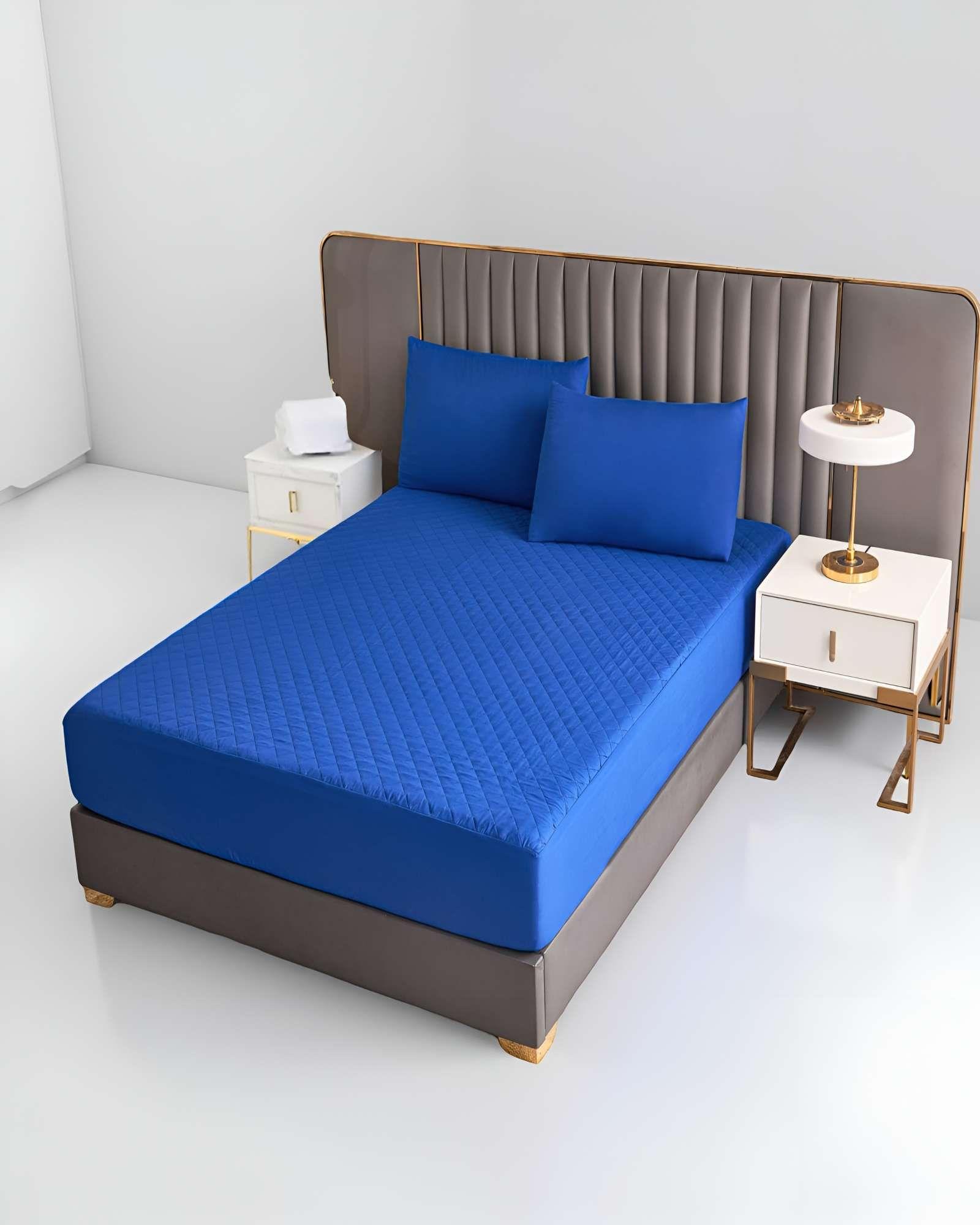 CUBRECOLCHON IMPERMEABLE 2 PLAZAS AZUL-2