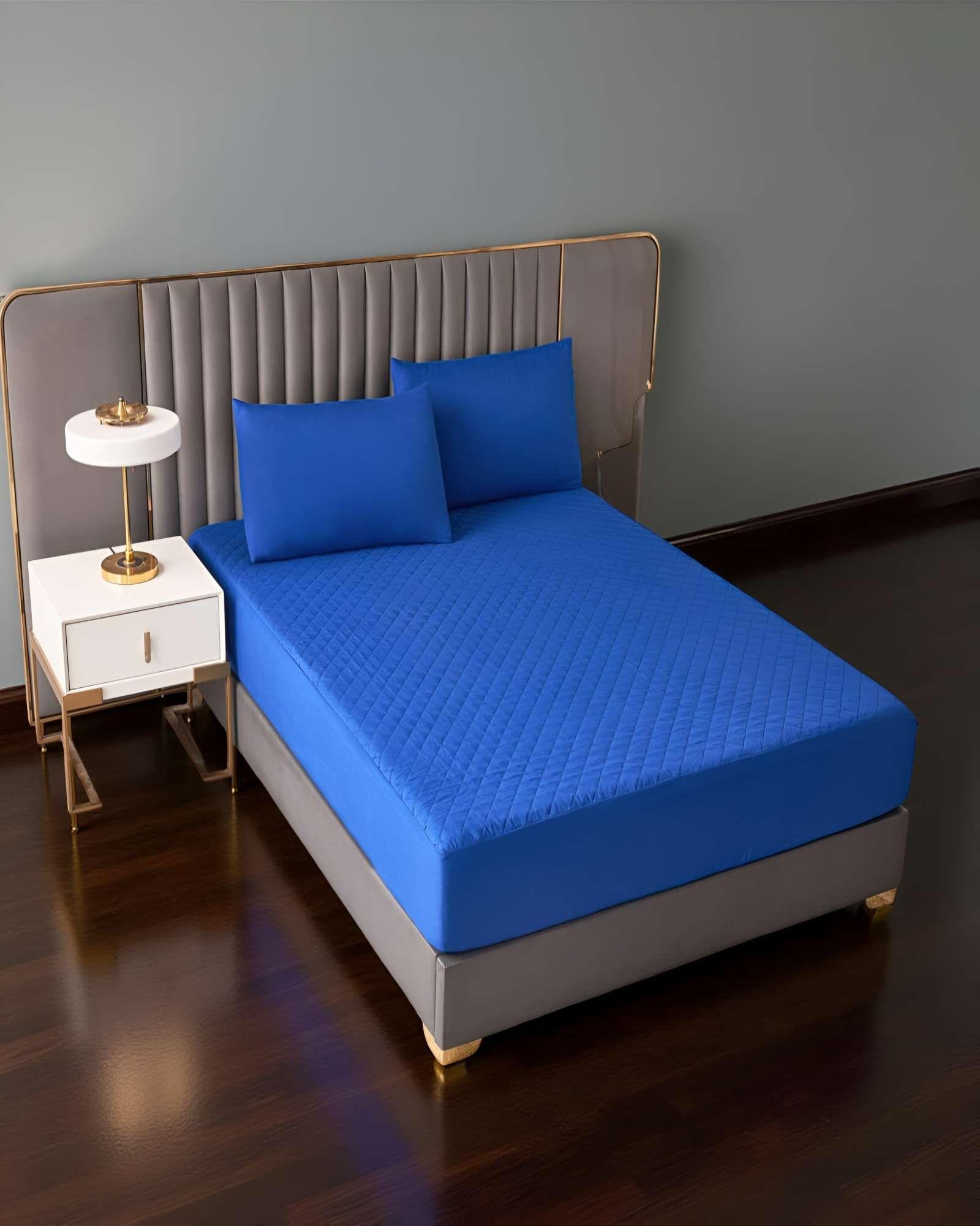 CUBRECOLCHON IMPERMEABLE 2 PLAZAS AZUL-3