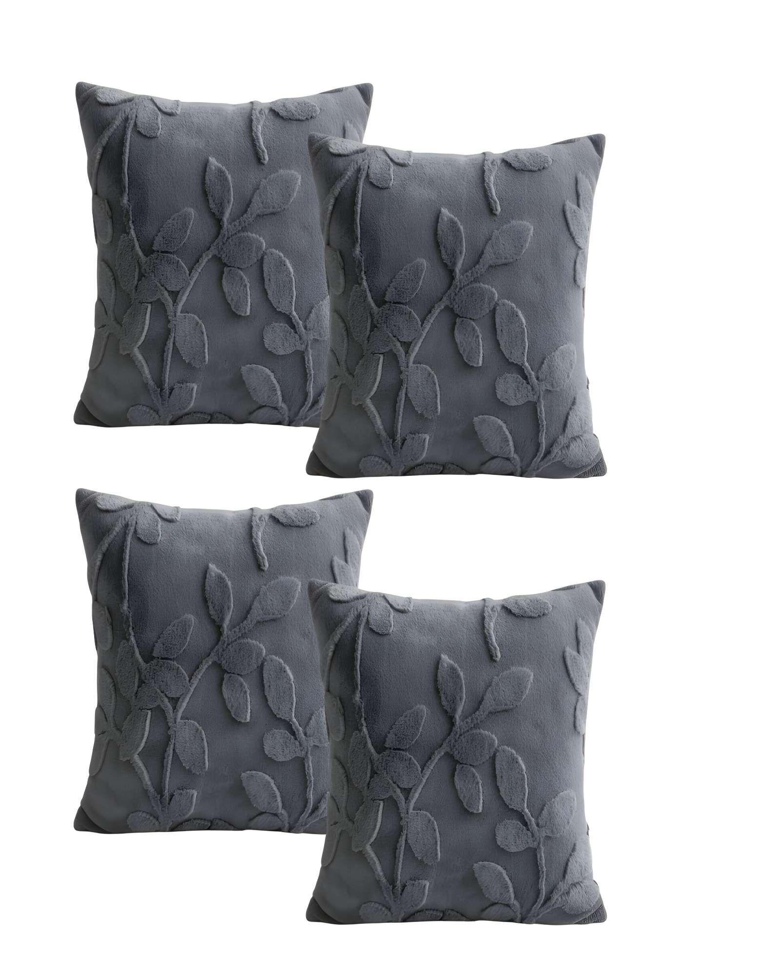 PACK DE 4 FUNDAS DE COJIN CON RELIEVE 45X45CM GRIS O.-0