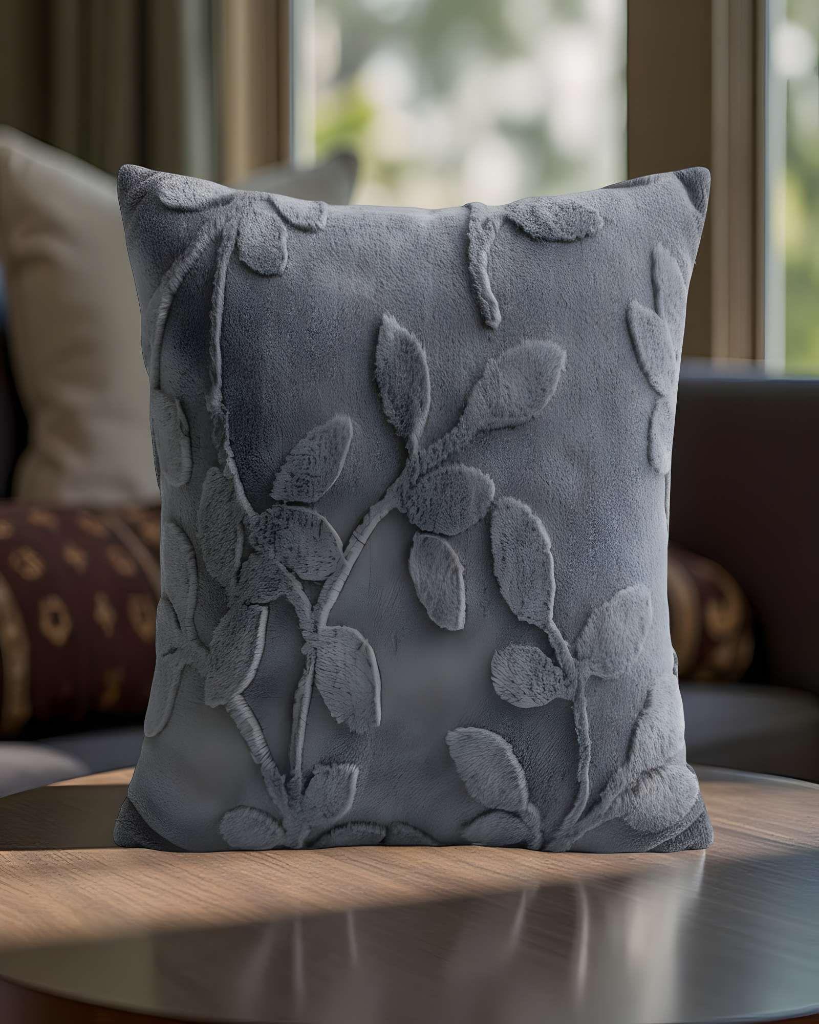PACK DE 4 FUNDAS DE COJIN CON RELIEVE 45X45CM GRIS O.-2