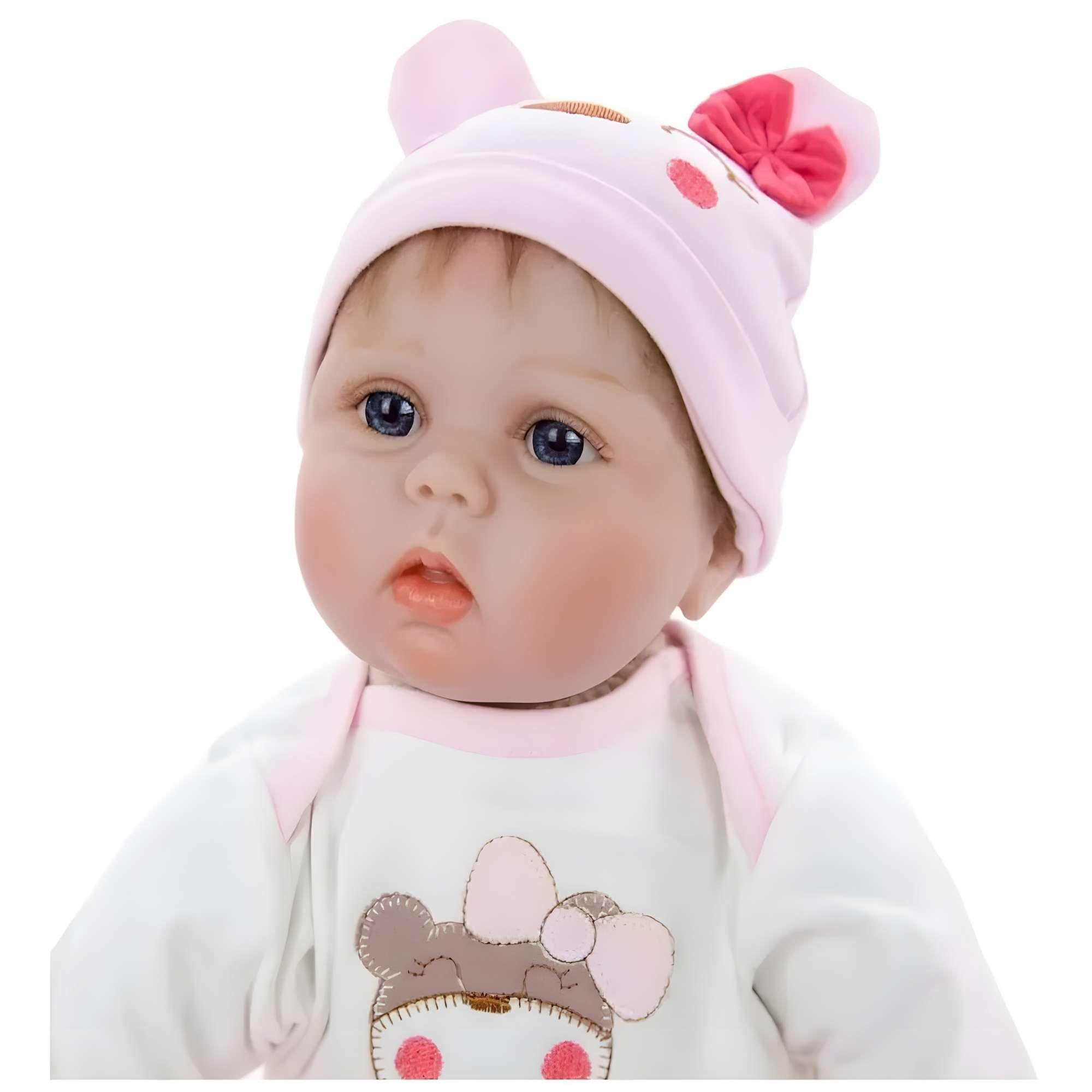 MUÑECA REBORN OJOS ABIERTOS COLOR ROSADO 50CM-2
