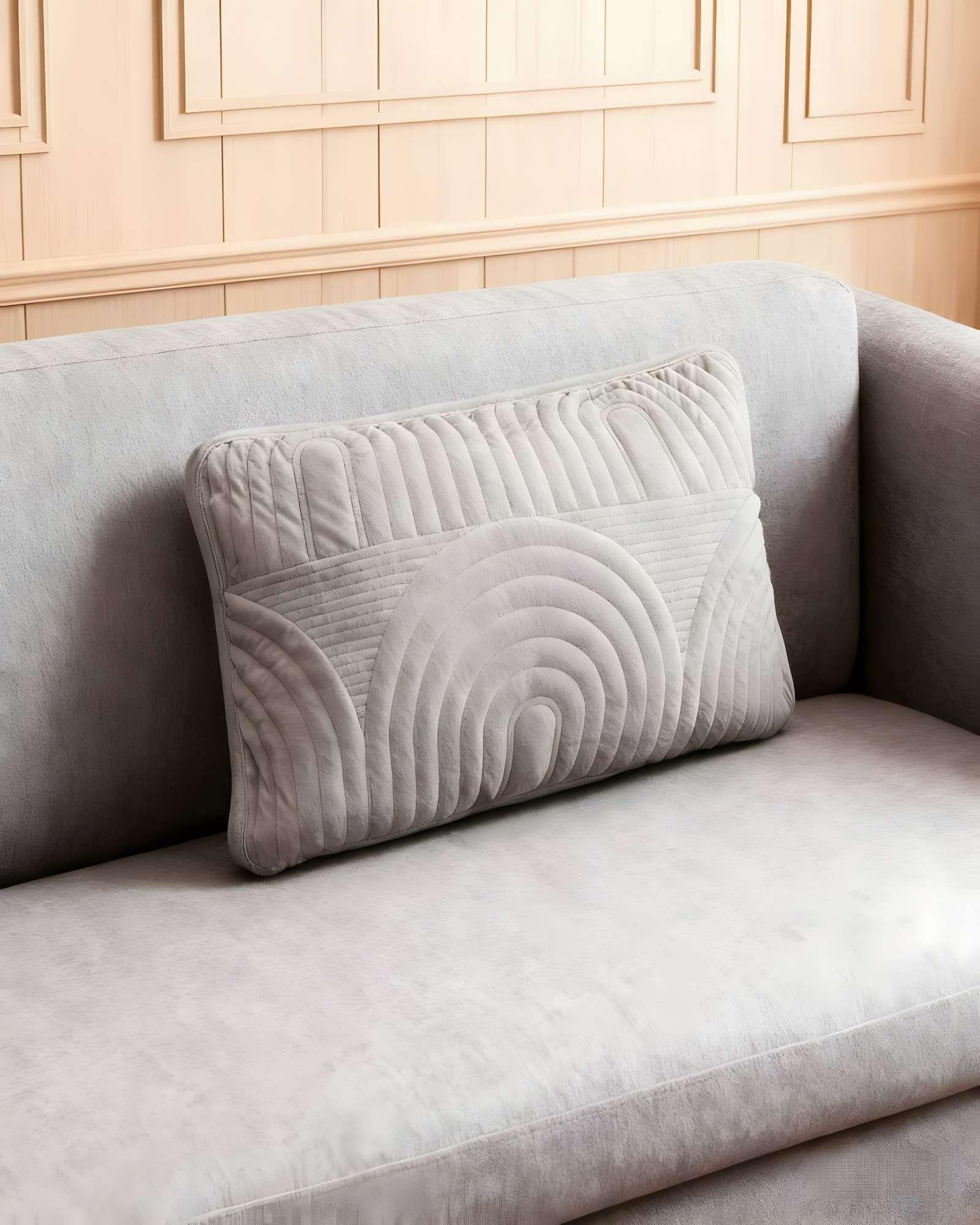 PACK DE 4 FUNDAS DE COJIN SERIE ARCO 30X50 CM GRIS-3