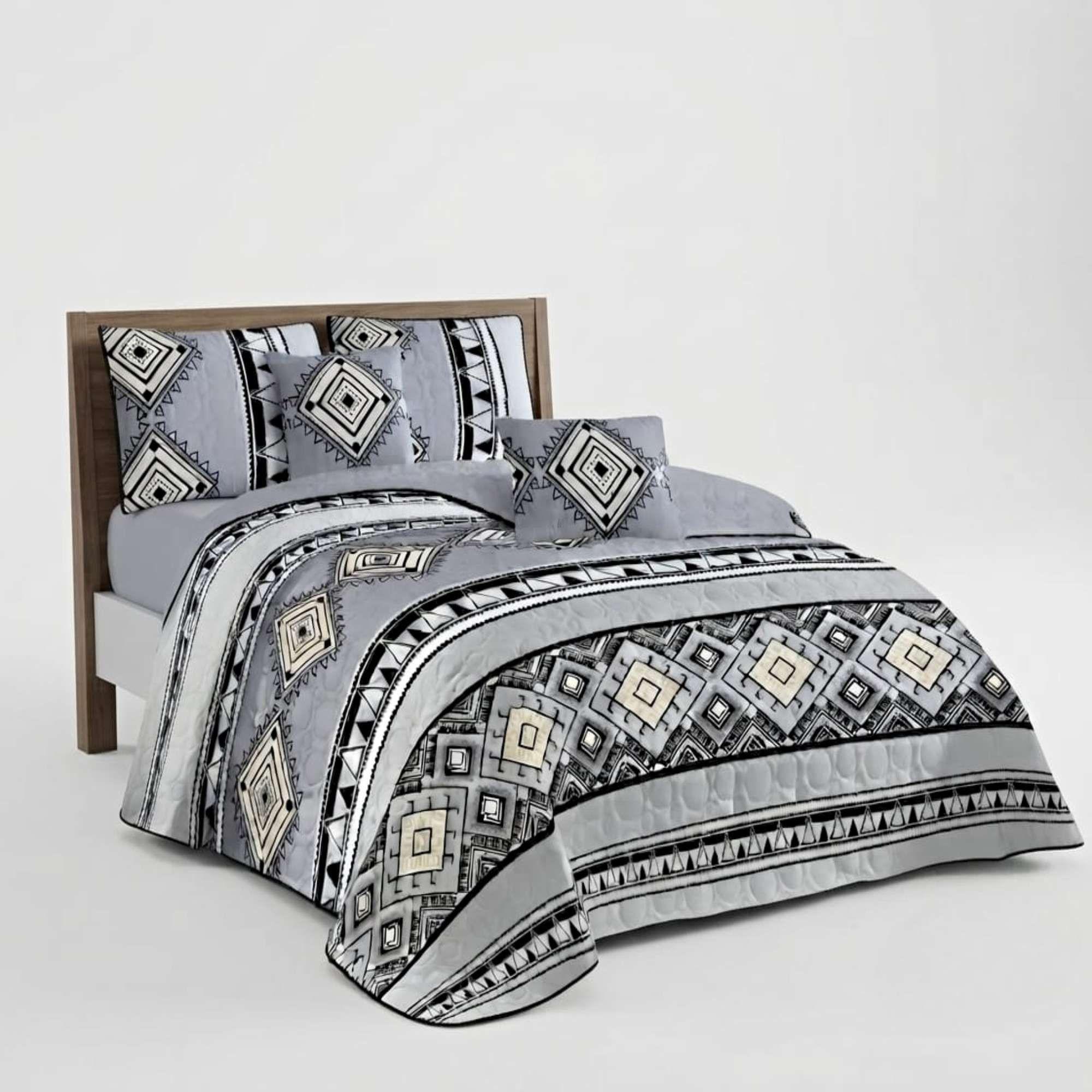CUBRECAMA QUILT DE VERANO PLAZA Y MEDIA GRIS 04-2