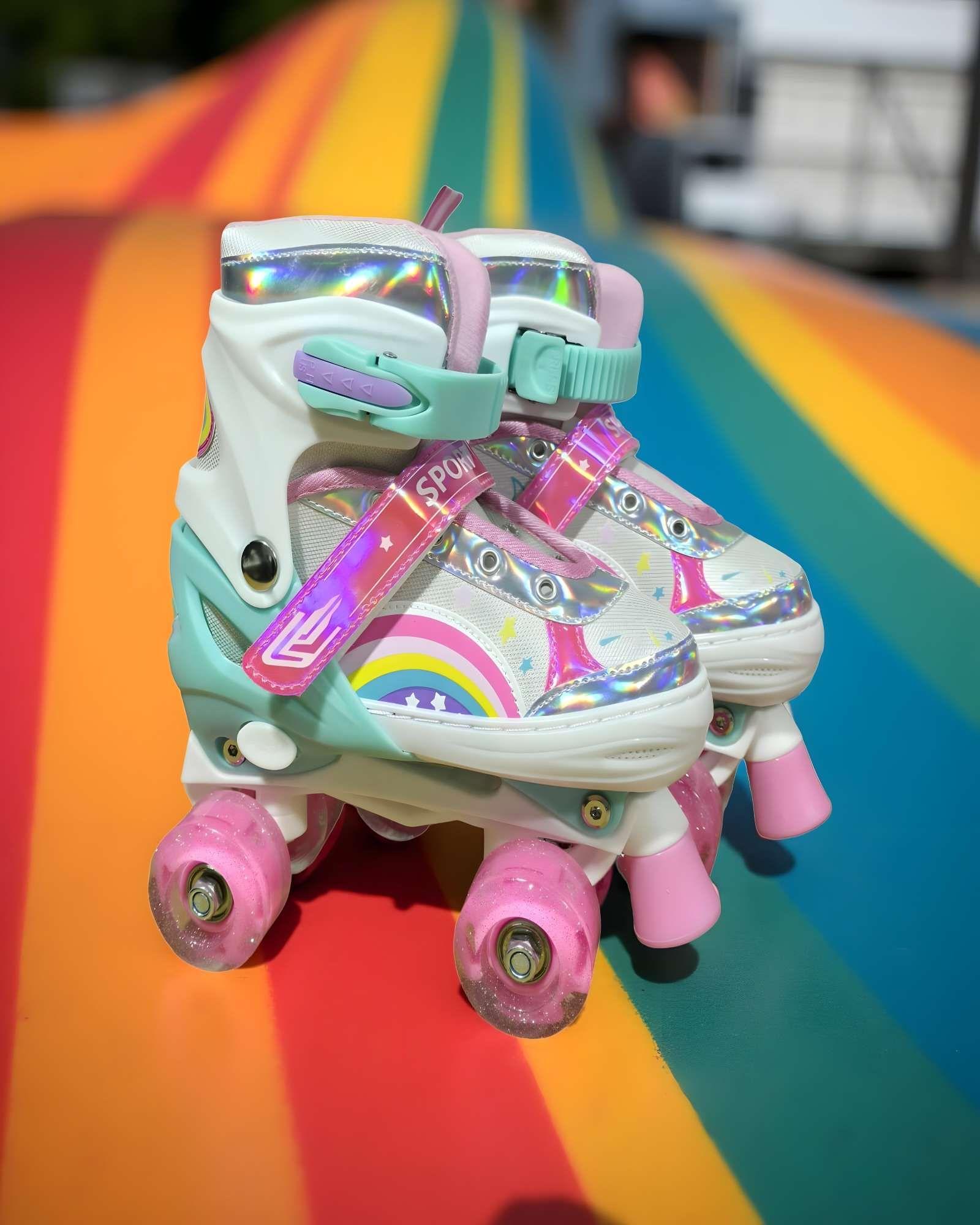 PATIN 4 RUEDAS CON LUCES Y KIT TALLA M 35-38 BLANCO-2