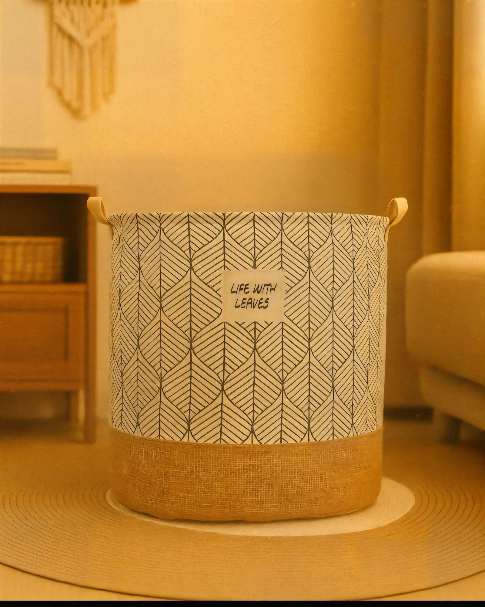 CANASTO DE YUTE PARA ROPA 40CMX50CM CON DISEÑO 3-2