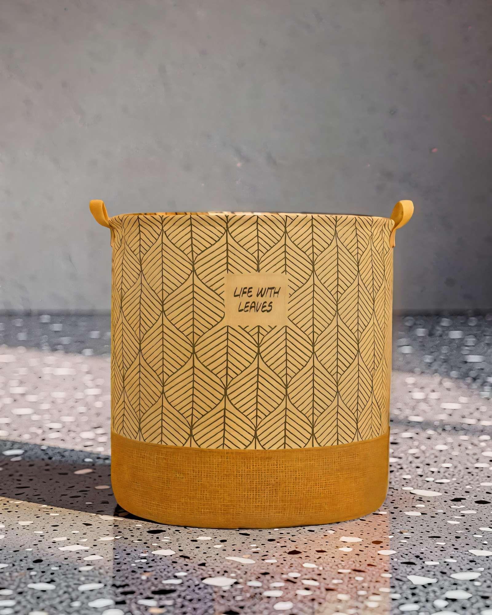 CANASTO DE YUTE PARA ROPA 40CMX50CM CON DISEÑO 3-3
