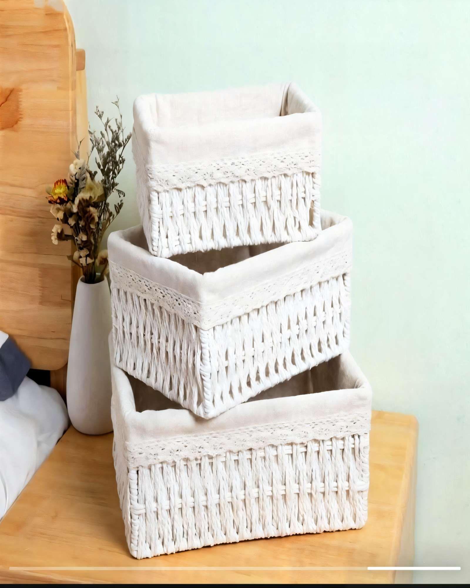 SET DE 3 CANASTOS 26CMX20CMX11.5CM COLOR BLANCO-2