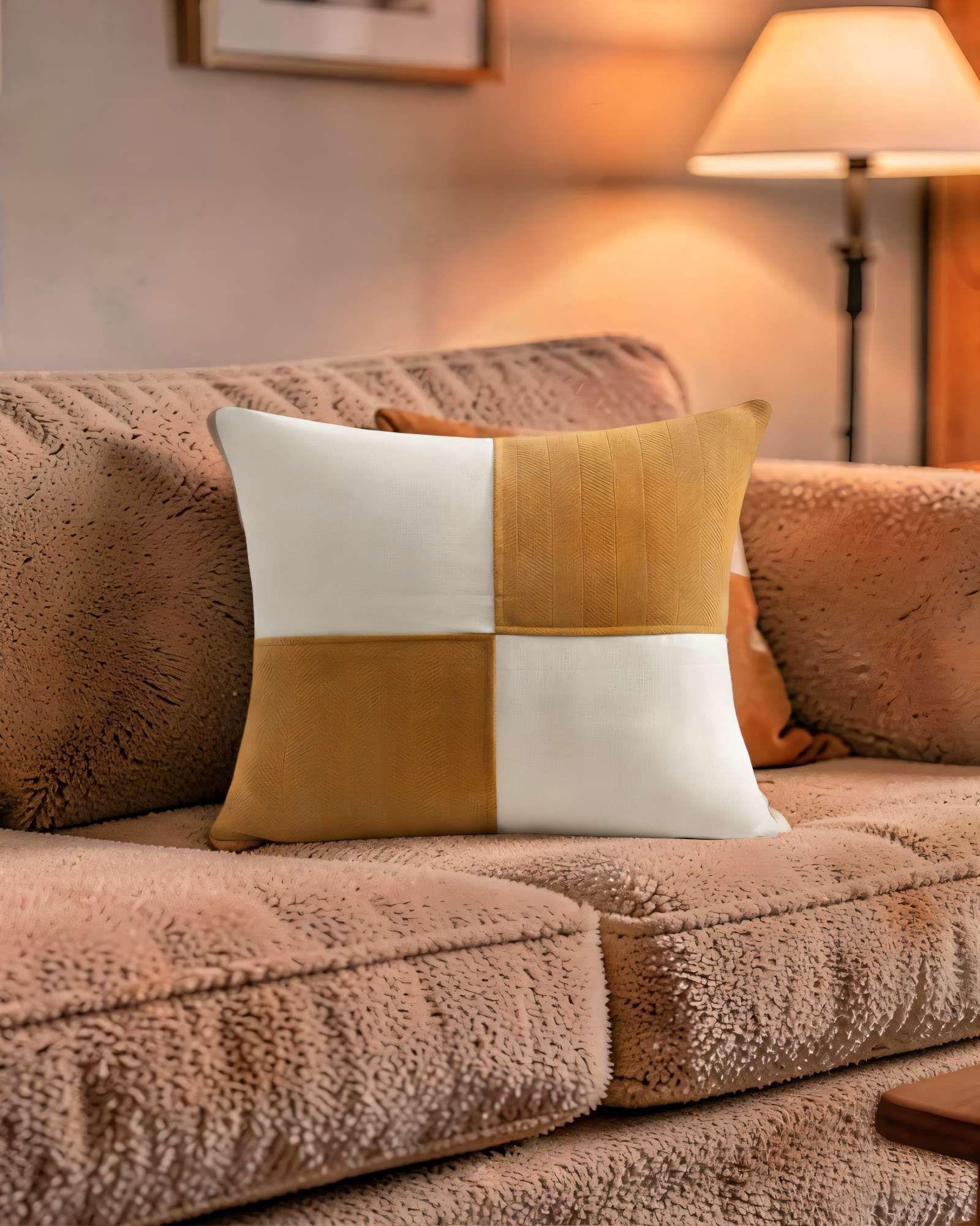 PACK DE 2 FUNDAS DE COJIN 45CMX45CM CHENILLE ROMBO COLOR MOSTAZA-3