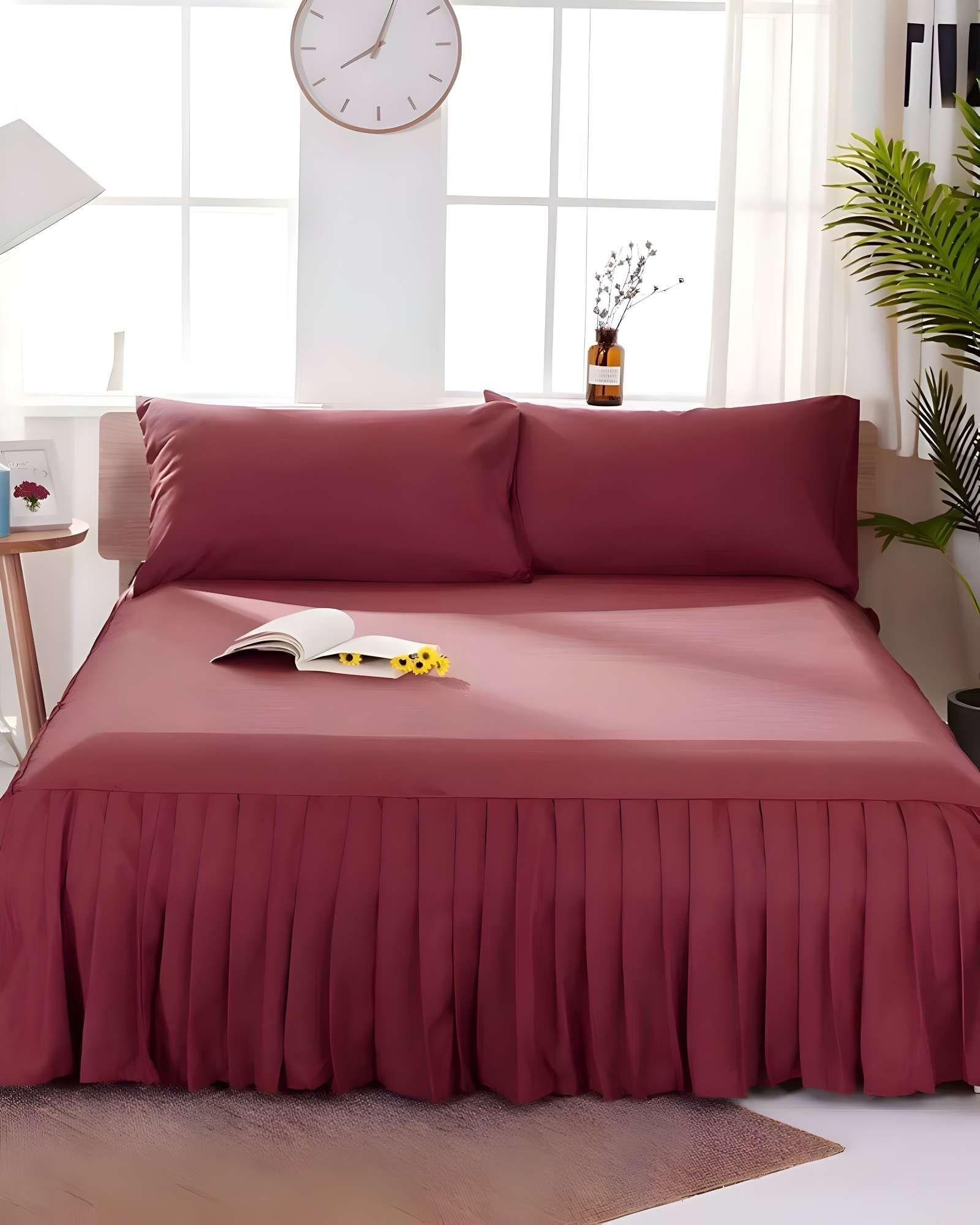 FALDÓN DE CAMA CON VOLADO PROTECTOR DE BASE DE CAMA 2 PLAZAS 150X200 CM 02-4
