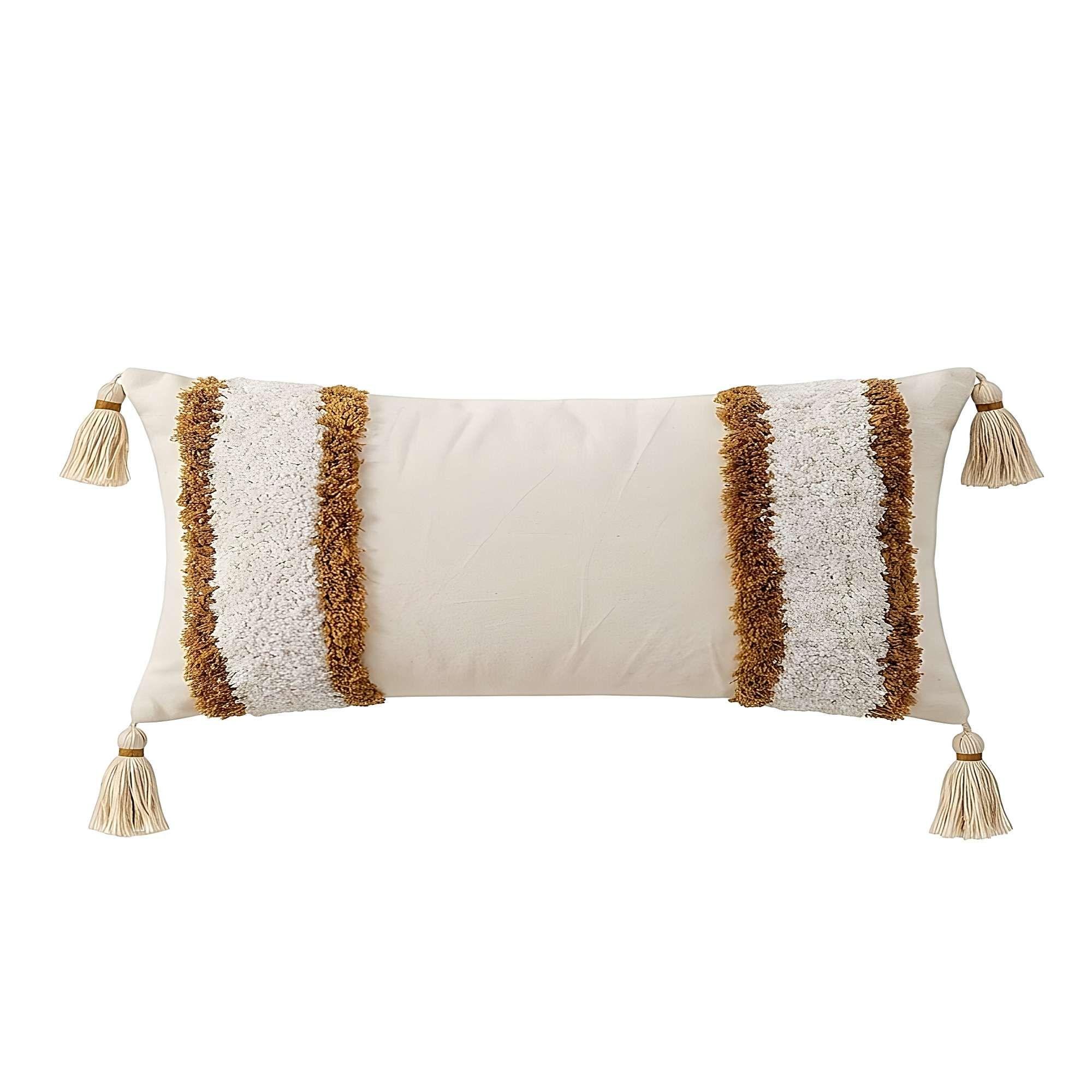 PACK DE 2 FUNDAS DE COJIN BORDADA CON BORLAS 30X50 CM F8-1