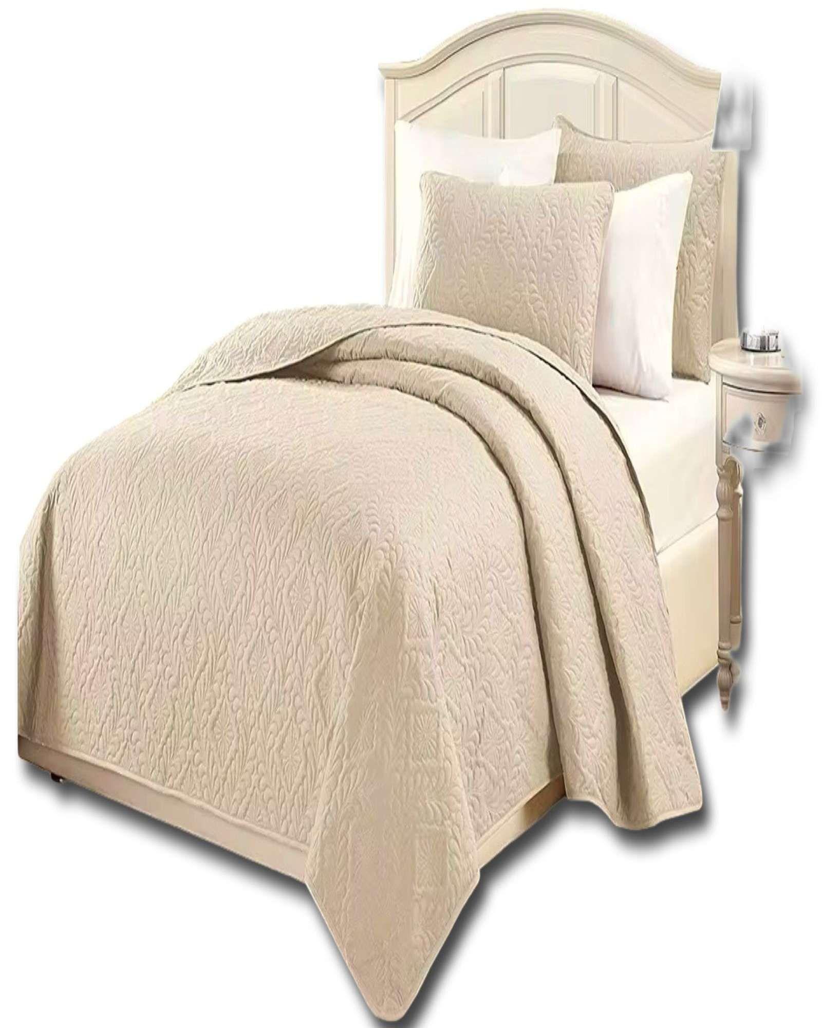 CUBRECAMA QUILT DE VERANO ELEGANTE PLAZA Y MEDIA 180X230 CM BEIGE-1