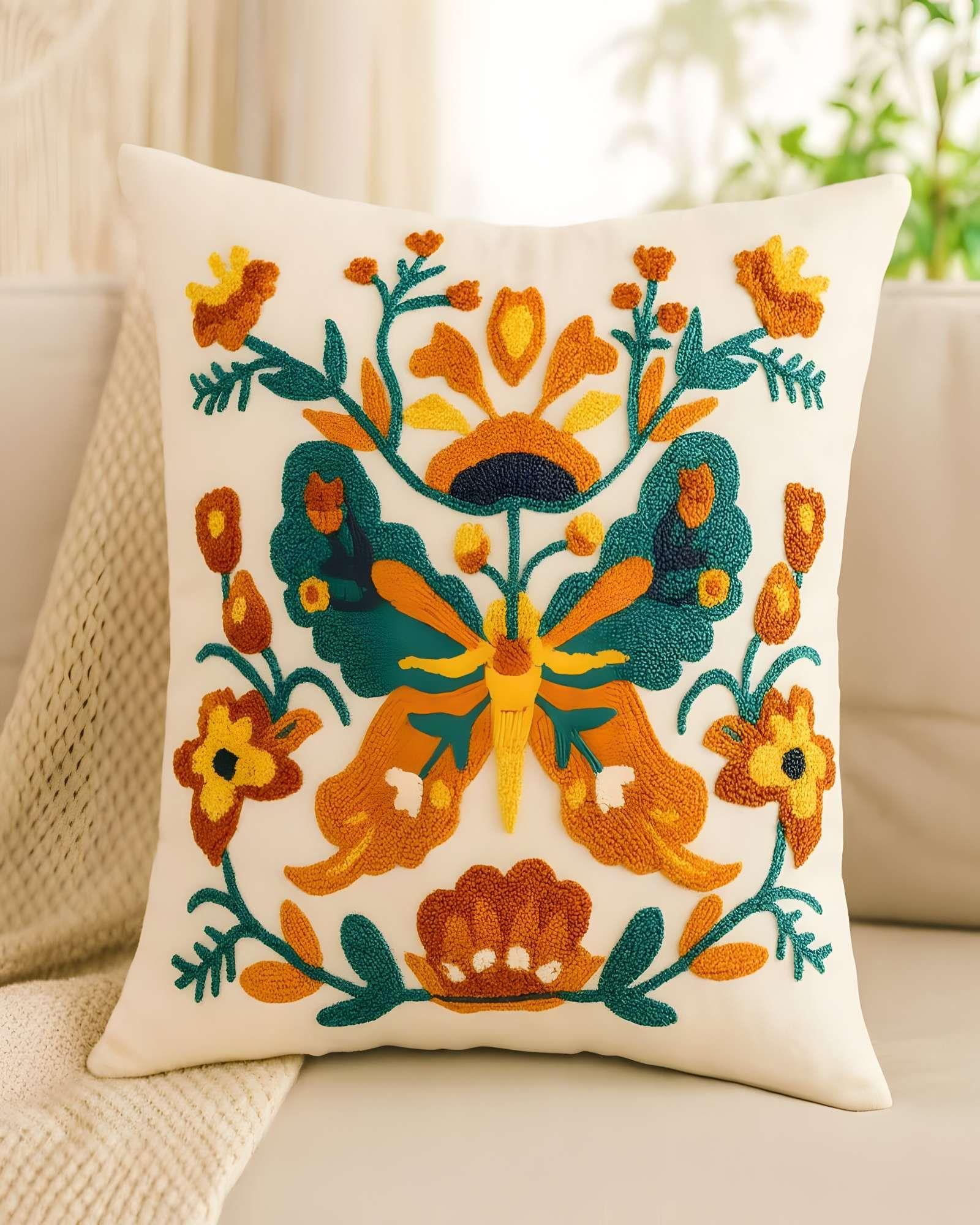 SET DE 2 FUNDAS DE COJIN BORDADAS 45X45 BEIGE 02-3