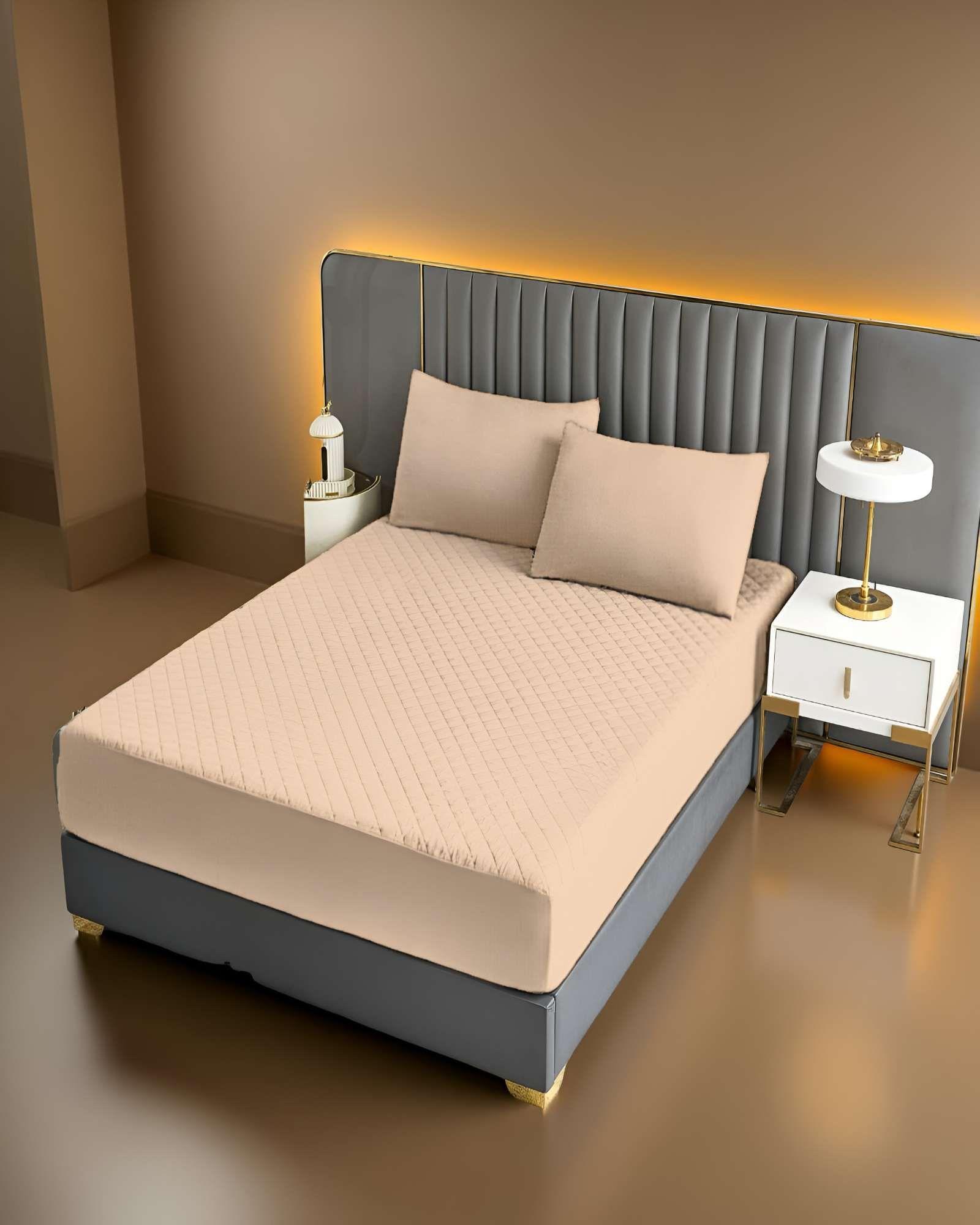 CUBRECOLCHON IMPERMEABLE PLAZA Y MEDIA BEIGE-2