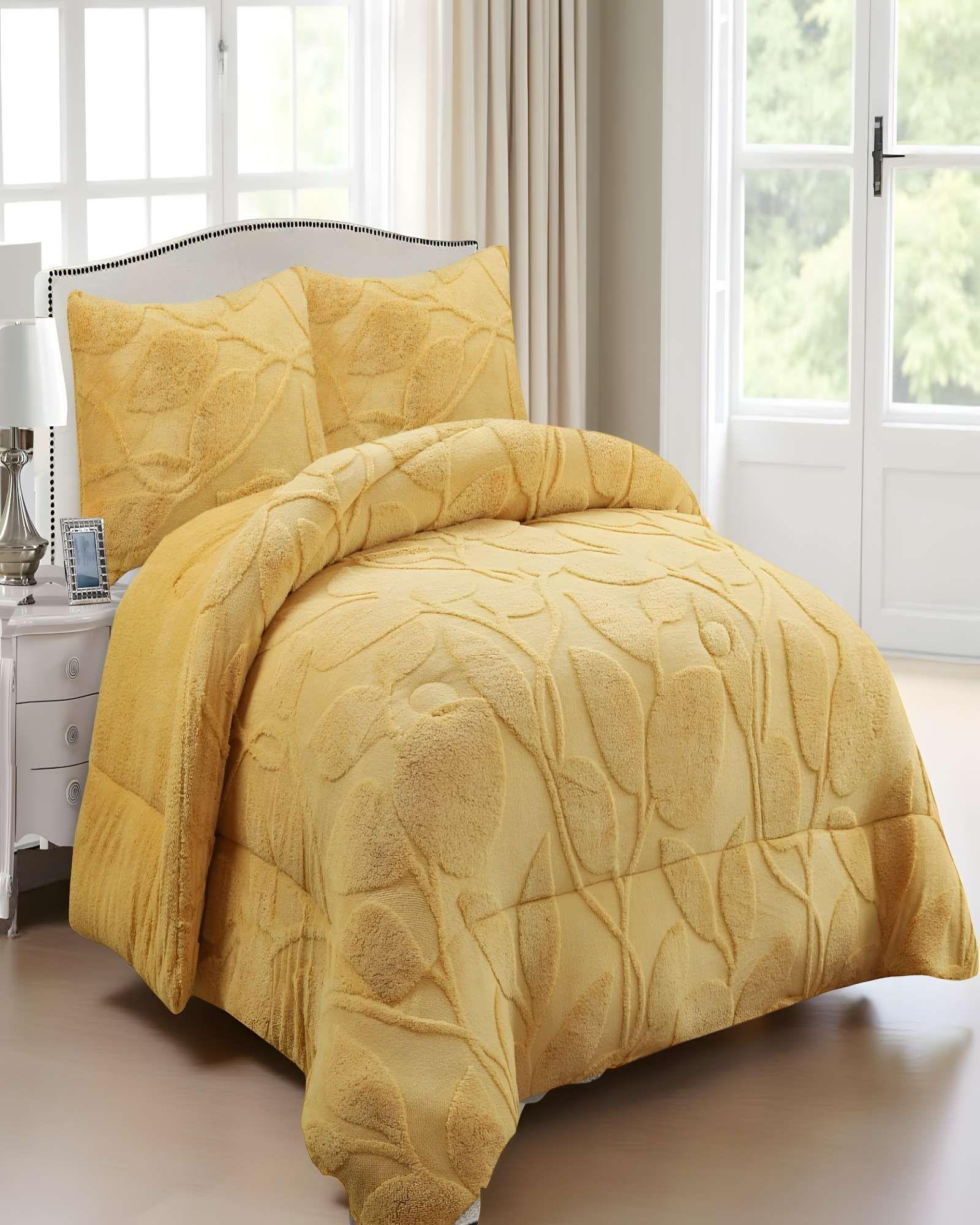 COBERTOR DE INVERNO TEXTURIZADO RY KING AMARILLO-2