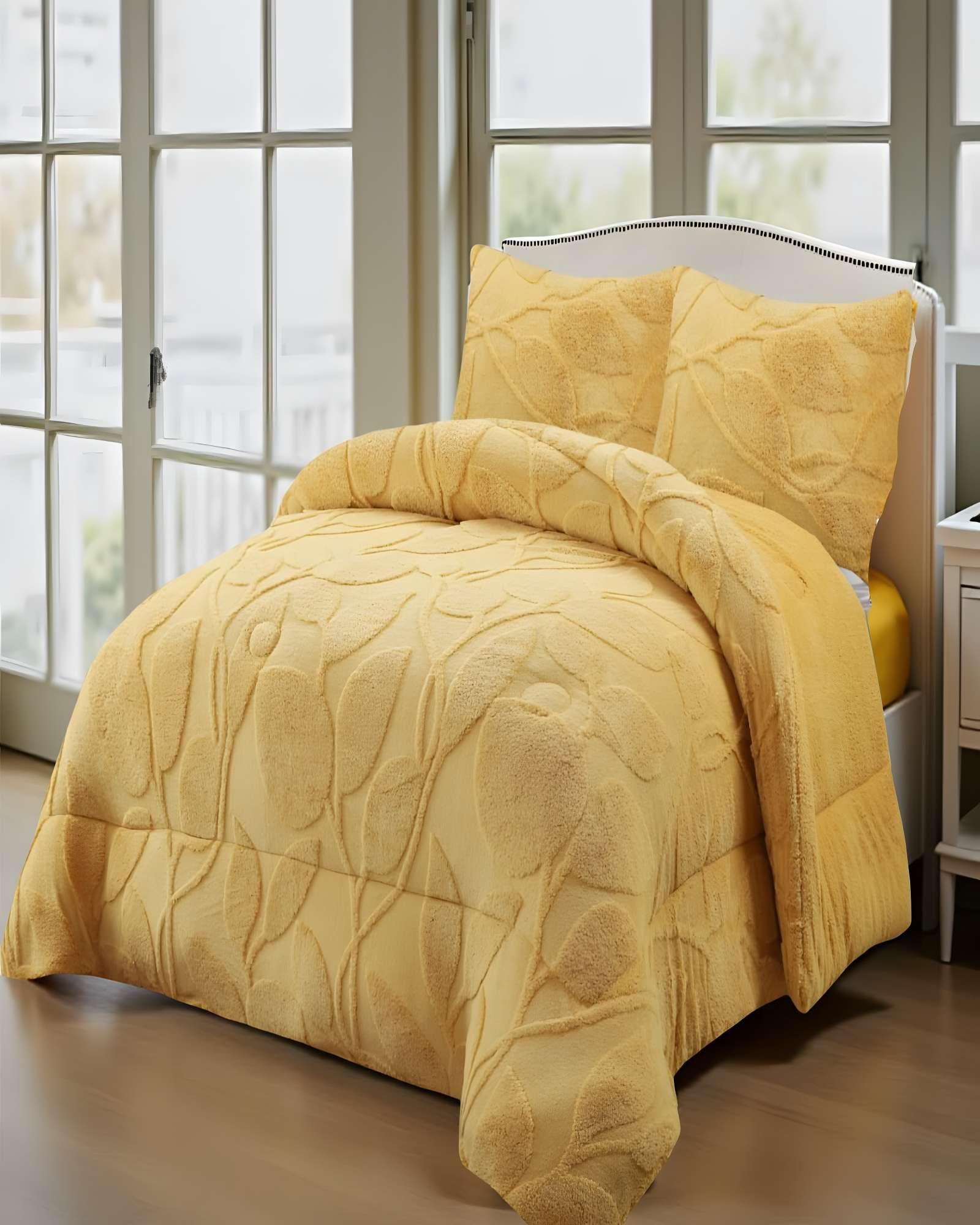 COBERTOR DE INVERNO TEXTURIZADO RY KING AMARILLO-3