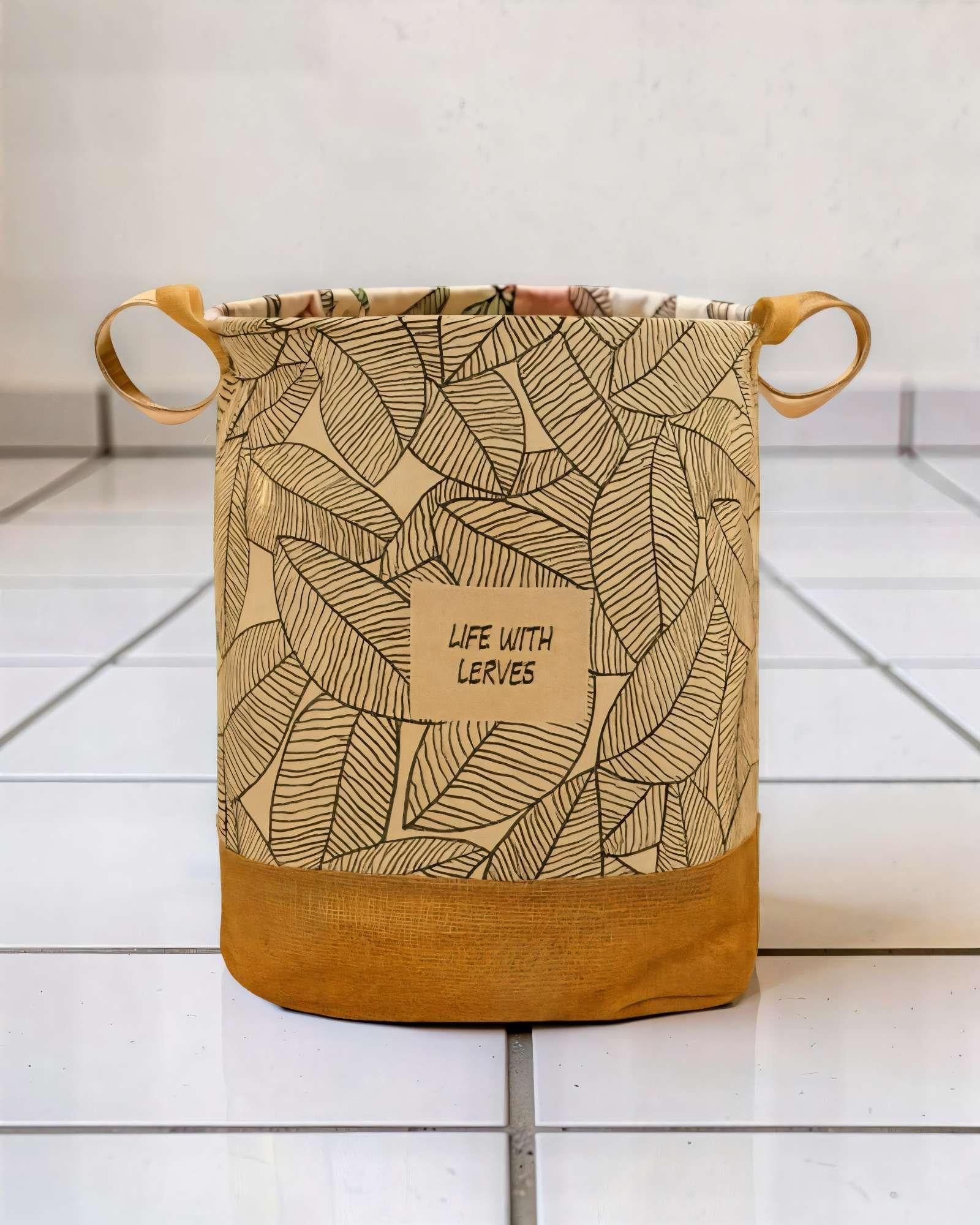 SET DE 2 CANASTOS  DE YUTE PARA ROPA 40CMX50CM CON DISEÑO 2-3