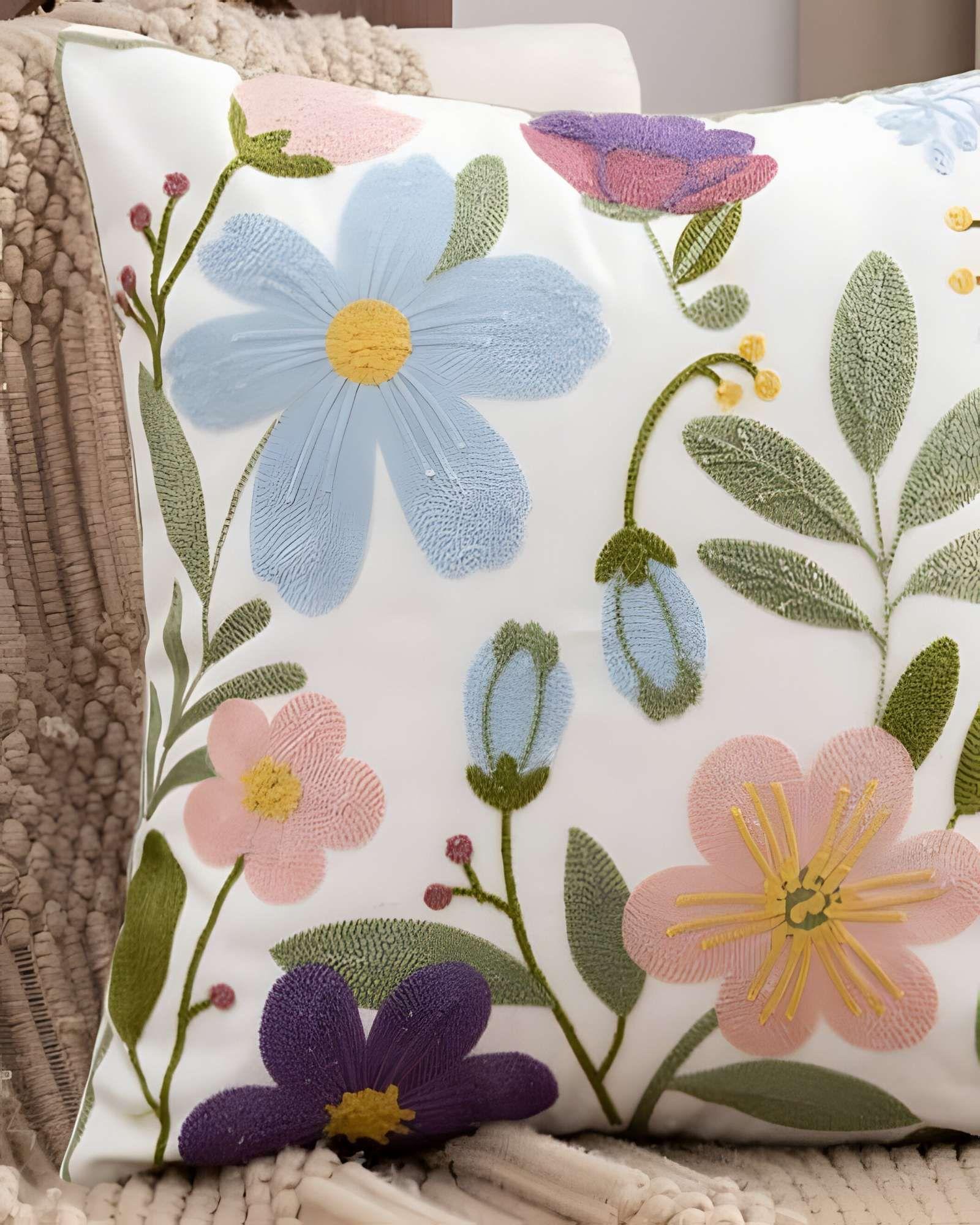 SET DE 2 FUNDAS DE COJIN BORDADAS 45X45 BLANCO 03-2