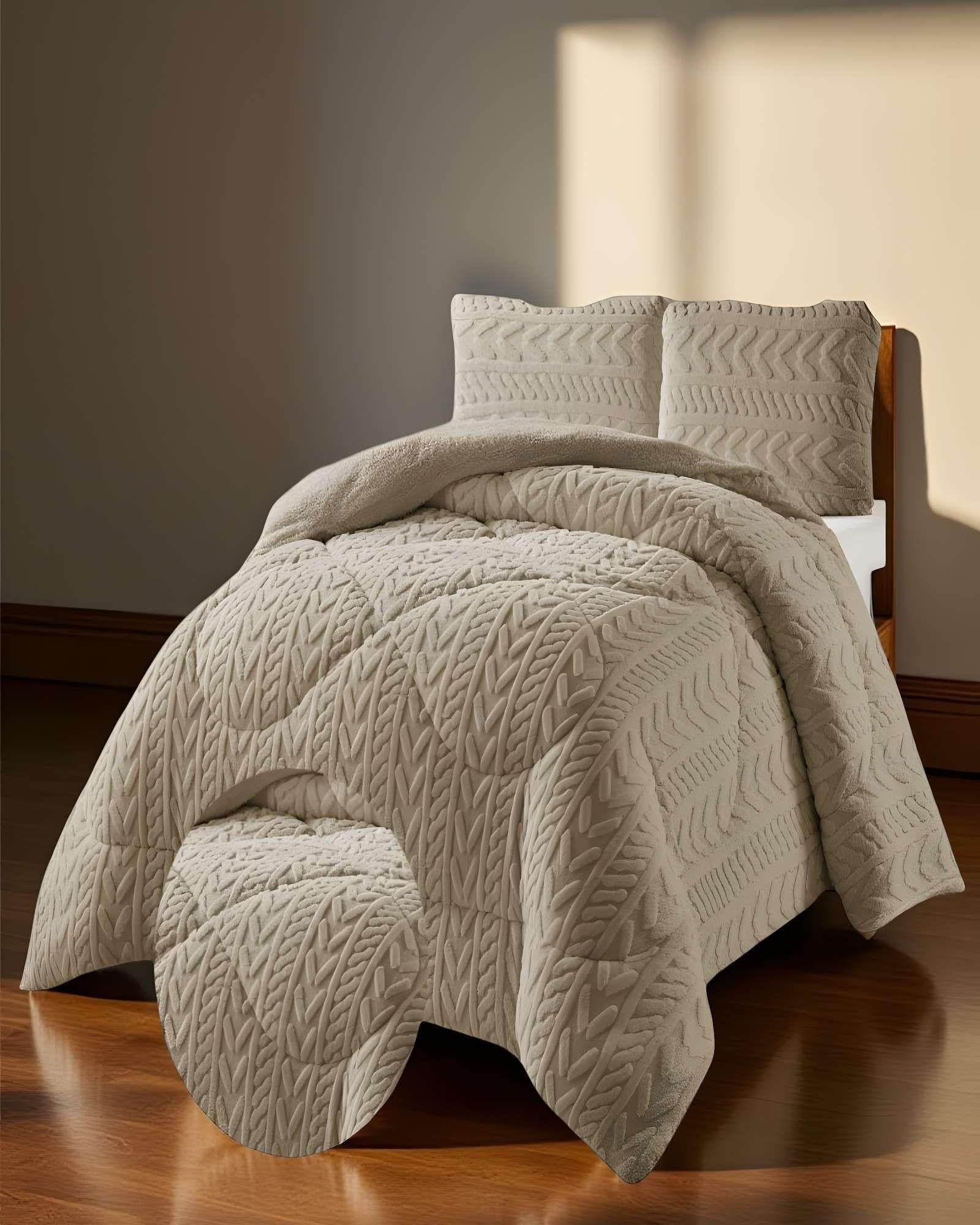 COBERTOR DE INVERNO TEXTURIZADA DISEÑO 01 KING CAFÉ CLARO-2