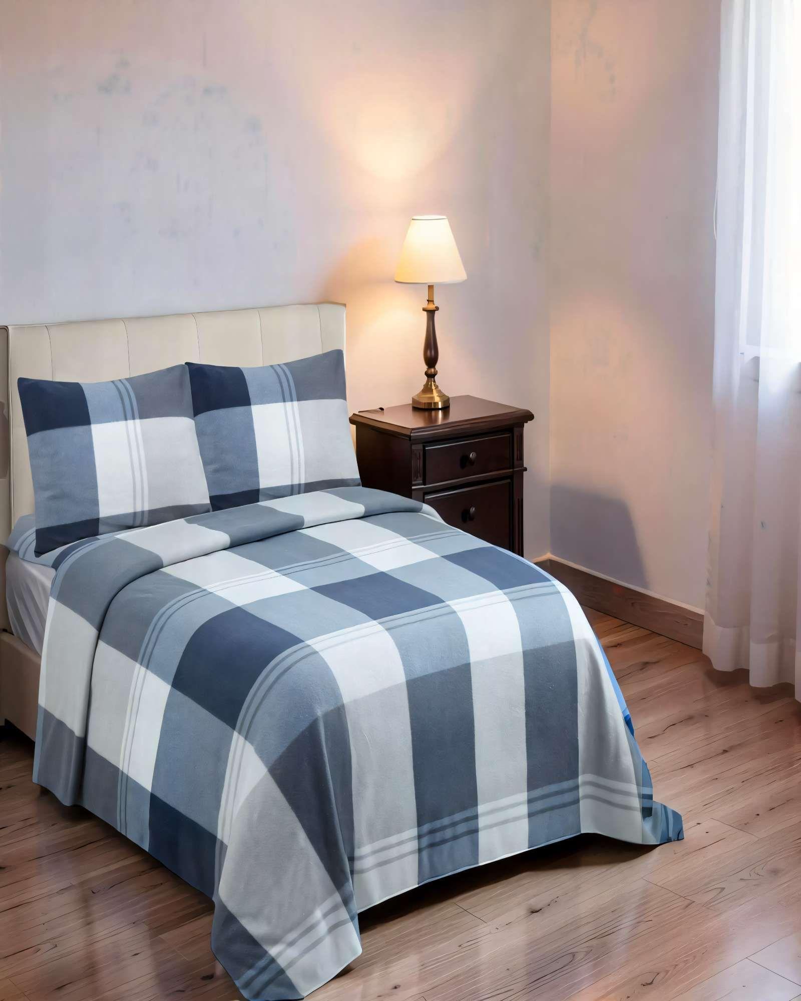 JUEGO DE SABANA POLAR 2 PLAZAS  CON DISEÑO 1-2