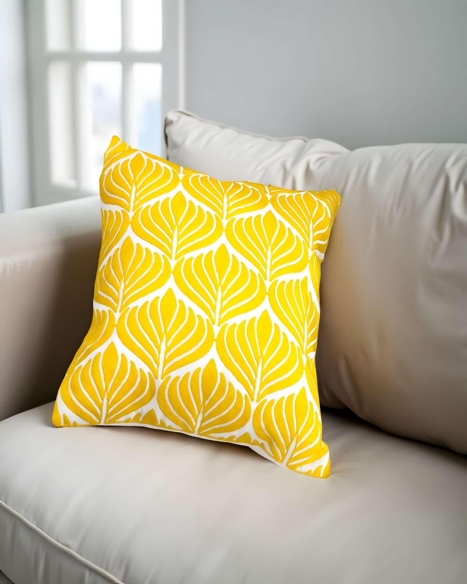 PACK DE 4 FUNDAS DE COJIN BORDADAS 45X45CM AMARILLO-2