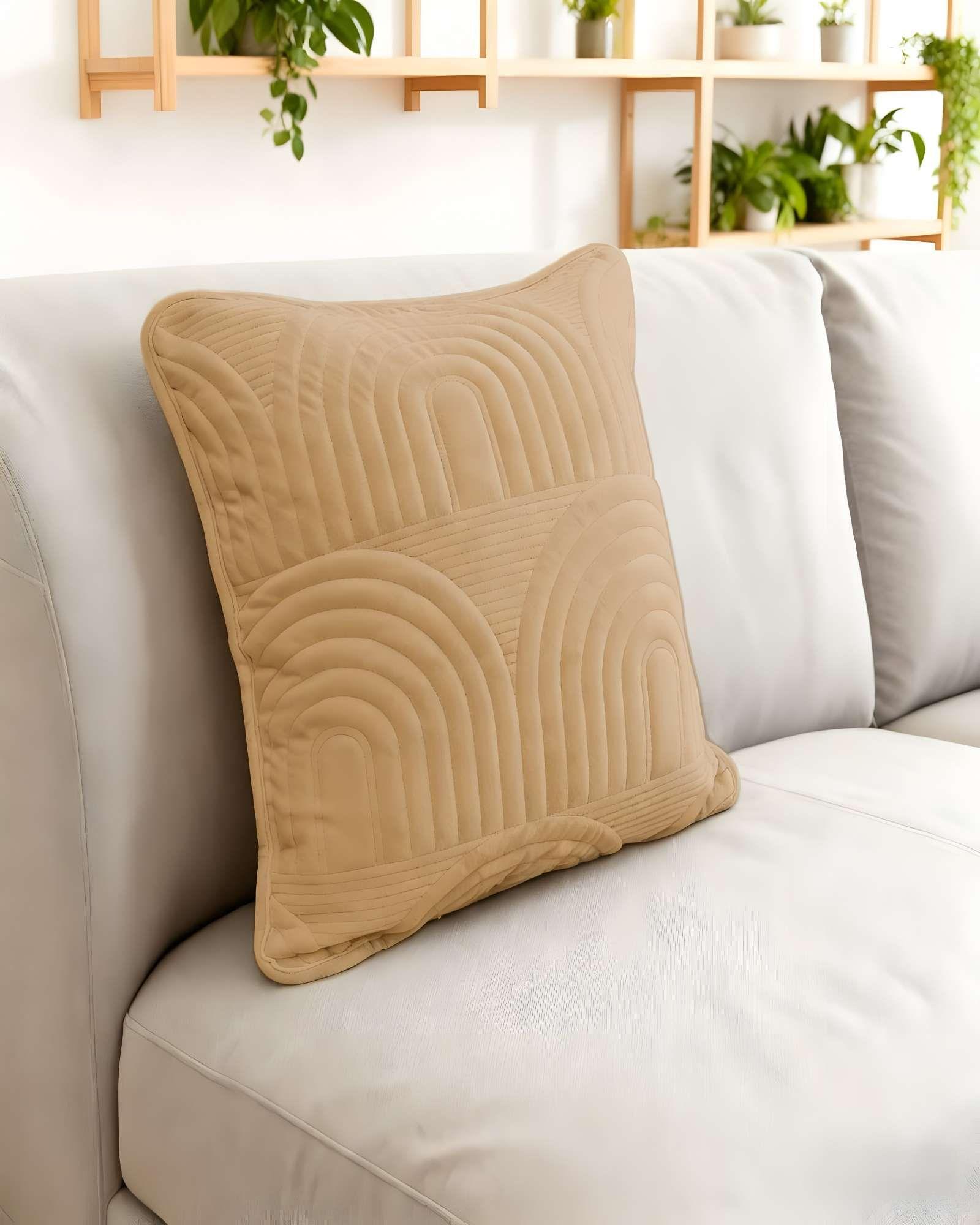 PACK DE 4 FUNDAS DE COJIN SERIE ARCO 45X45 CM CAFÉ-2