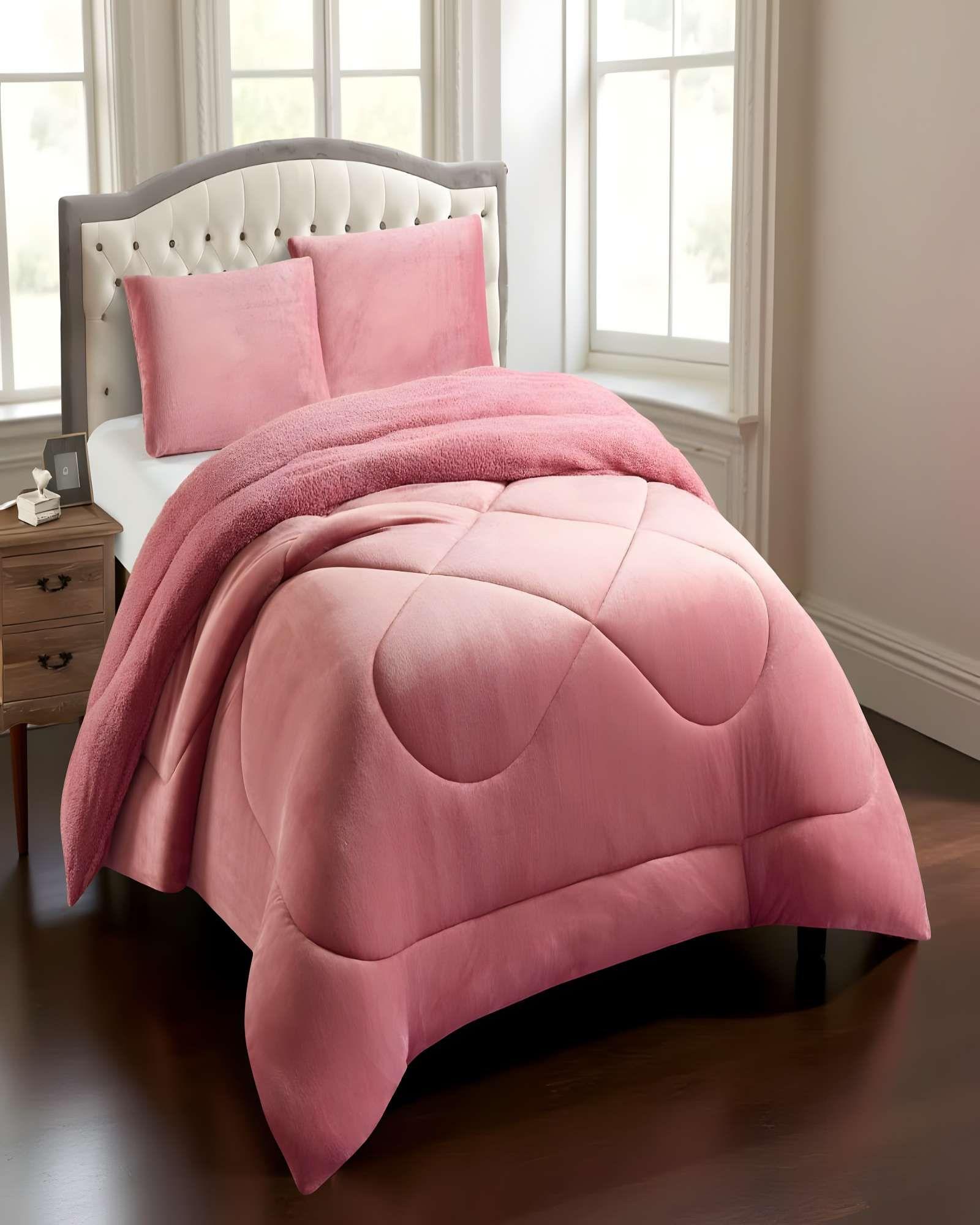 COBERTOR DE INVERNO PLUSH CON CHIPORRO CS PLAZA Y MEDIA ROSADO-3