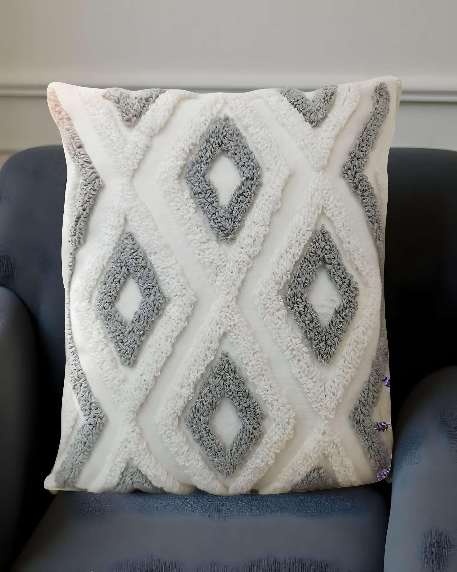 PACK DE 2 FUNDAS DE COJIN TUFTING 45X45 CM BLANCO 04-2