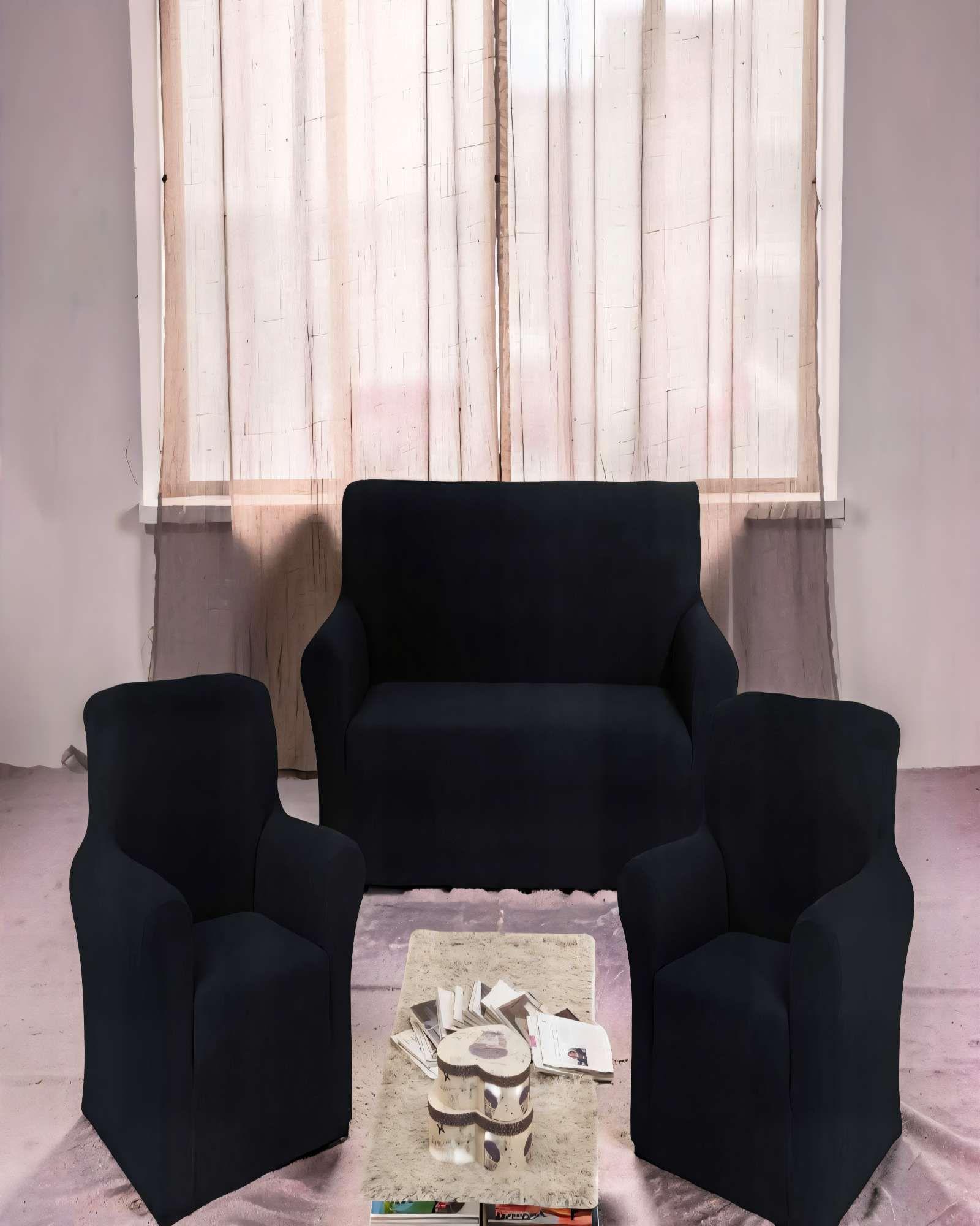 SET DE FUNDAS DE SOFA CUADRILLE 3+1+1 COLOR NEGRO-3