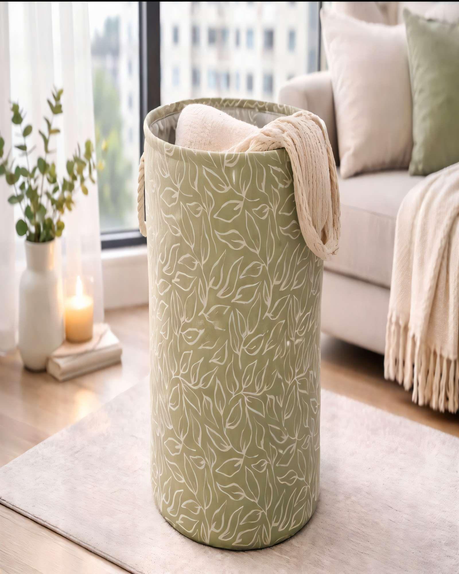 CANASTO DE ROPA 40CMX50CM COLOR VERDE-2