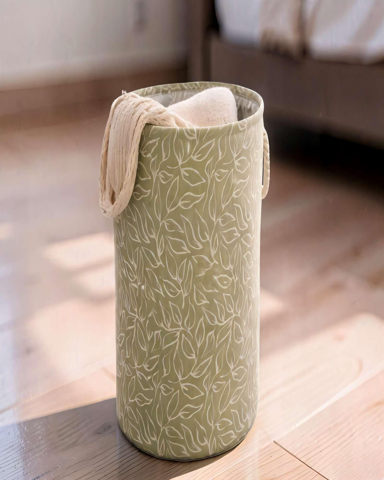 CANASTO DE ROPA 40CMX50CM COLOR VERDE-3