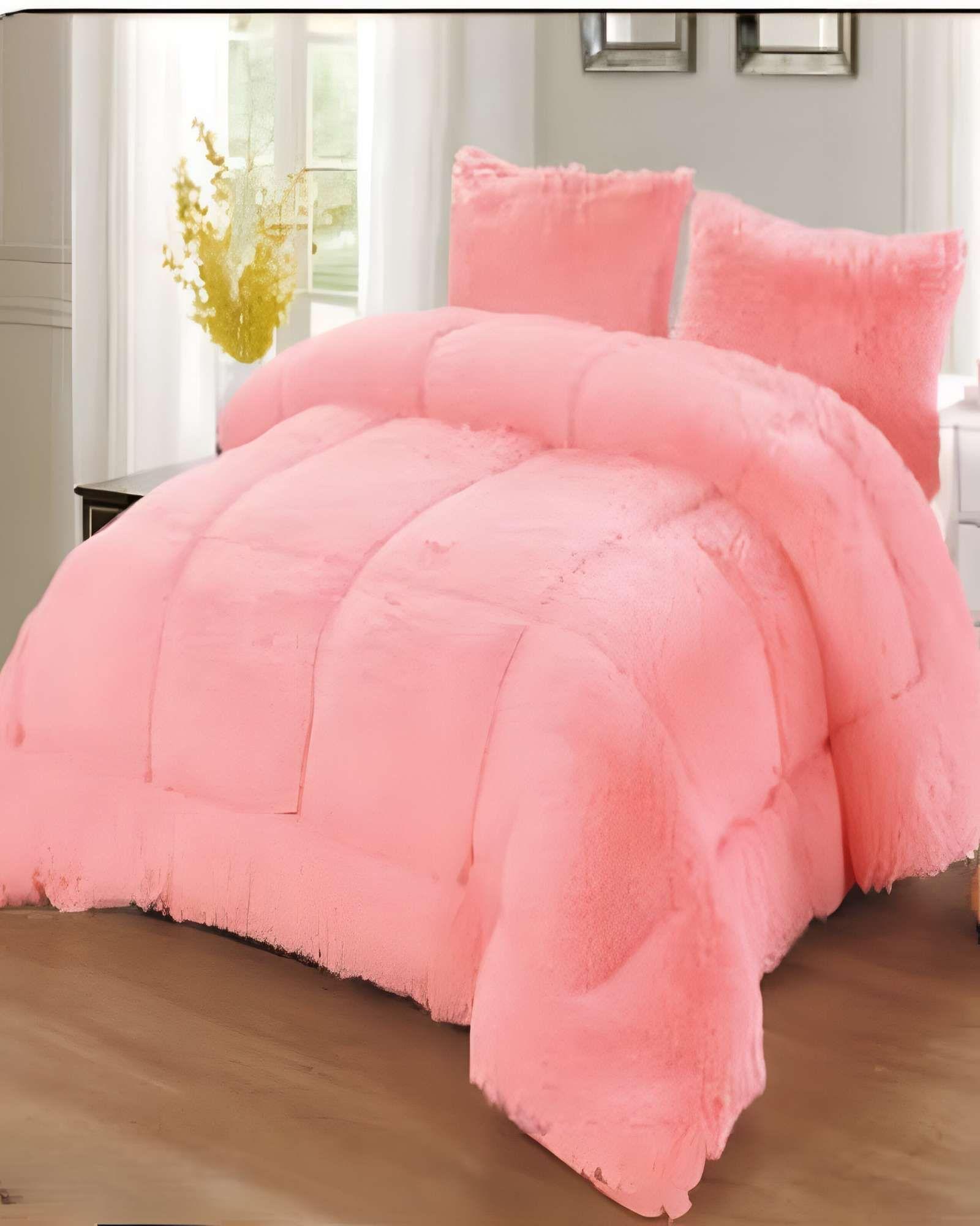 COBERTOR PELUDO CON CHIPORRO 2 PLAZAS 230X250CM ROSA-3