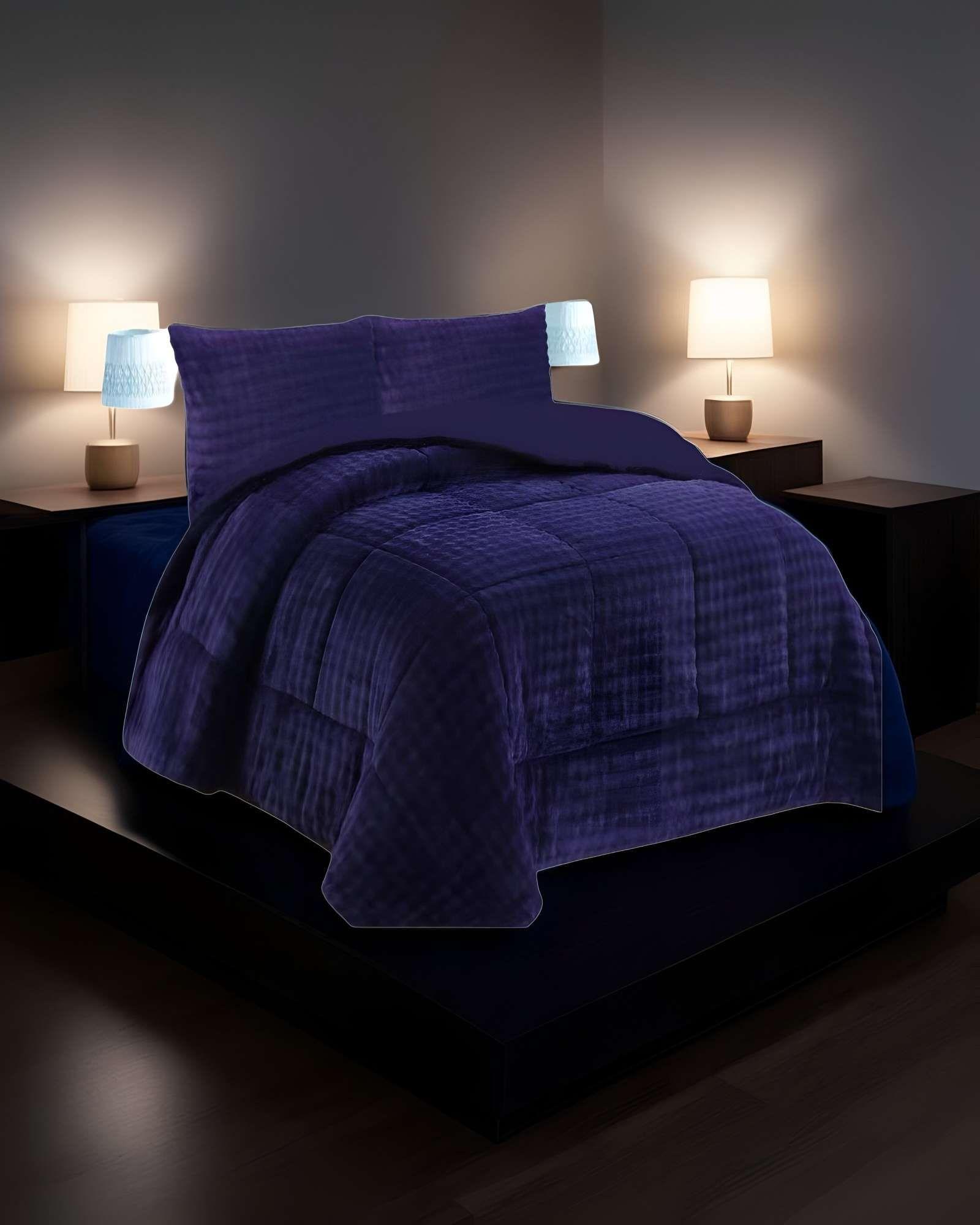 COBERTOR CON CHIPORRO 2 PLAZAS 230X250CM MORADO B12-2