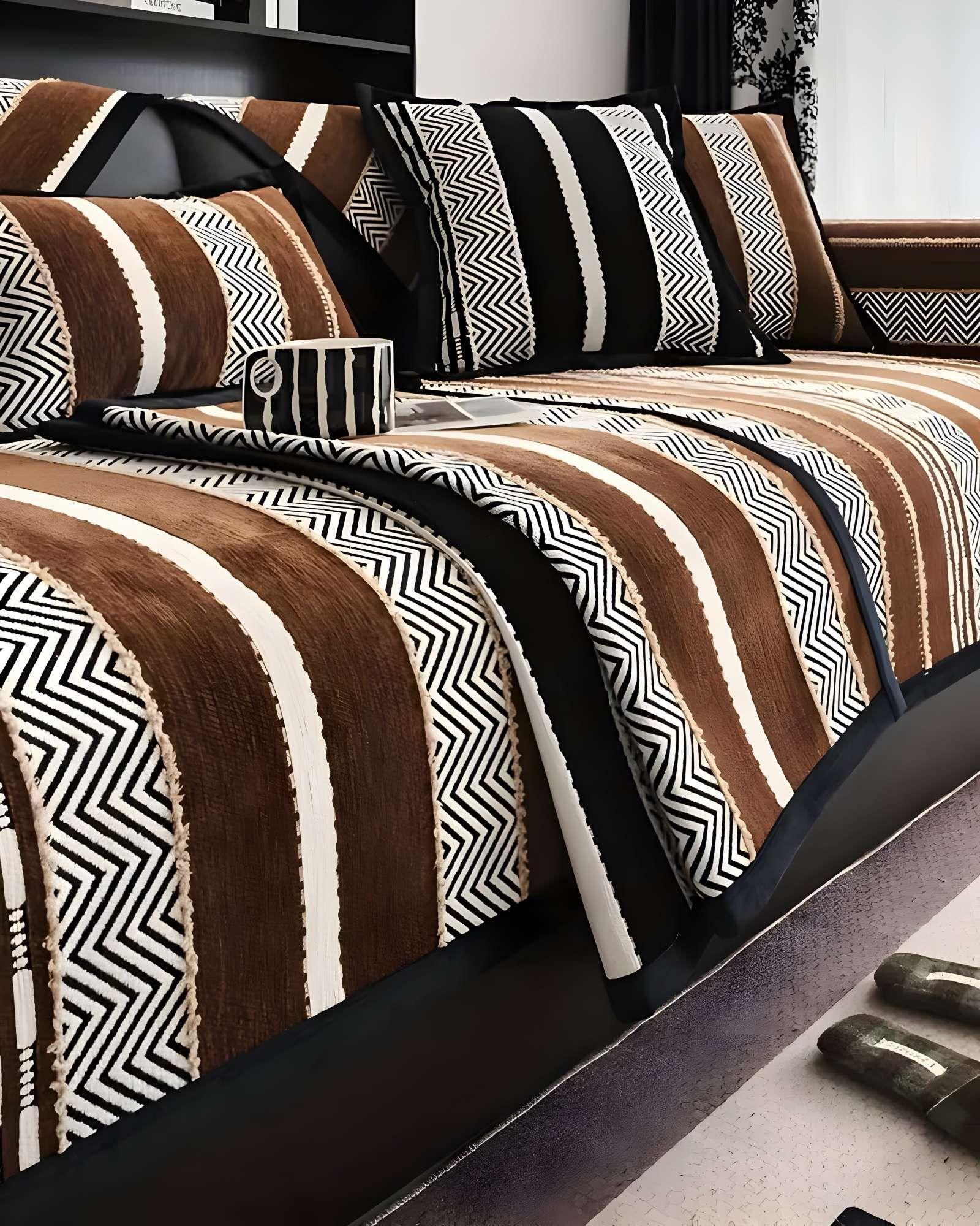 PACK DE 5 FUNDAS PARA SOFA CON DISEÑO R2 CAFÉ-2