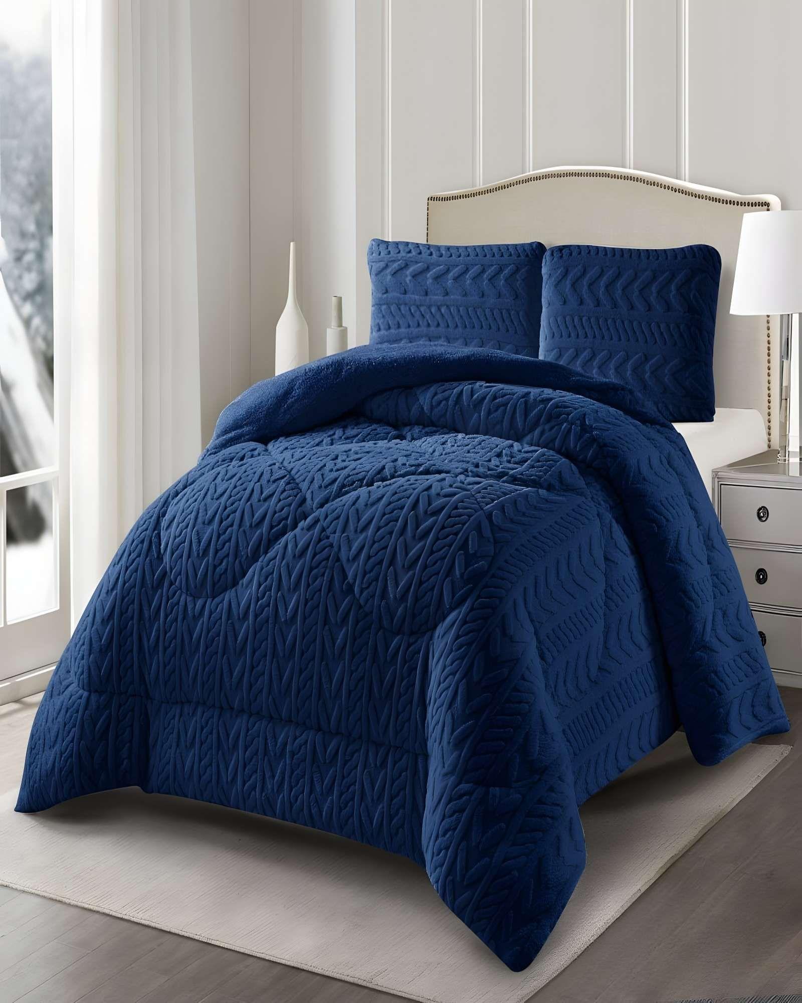 COBERTOR DE INVERNO TEXTURIZADO RM KING AZUL O-3