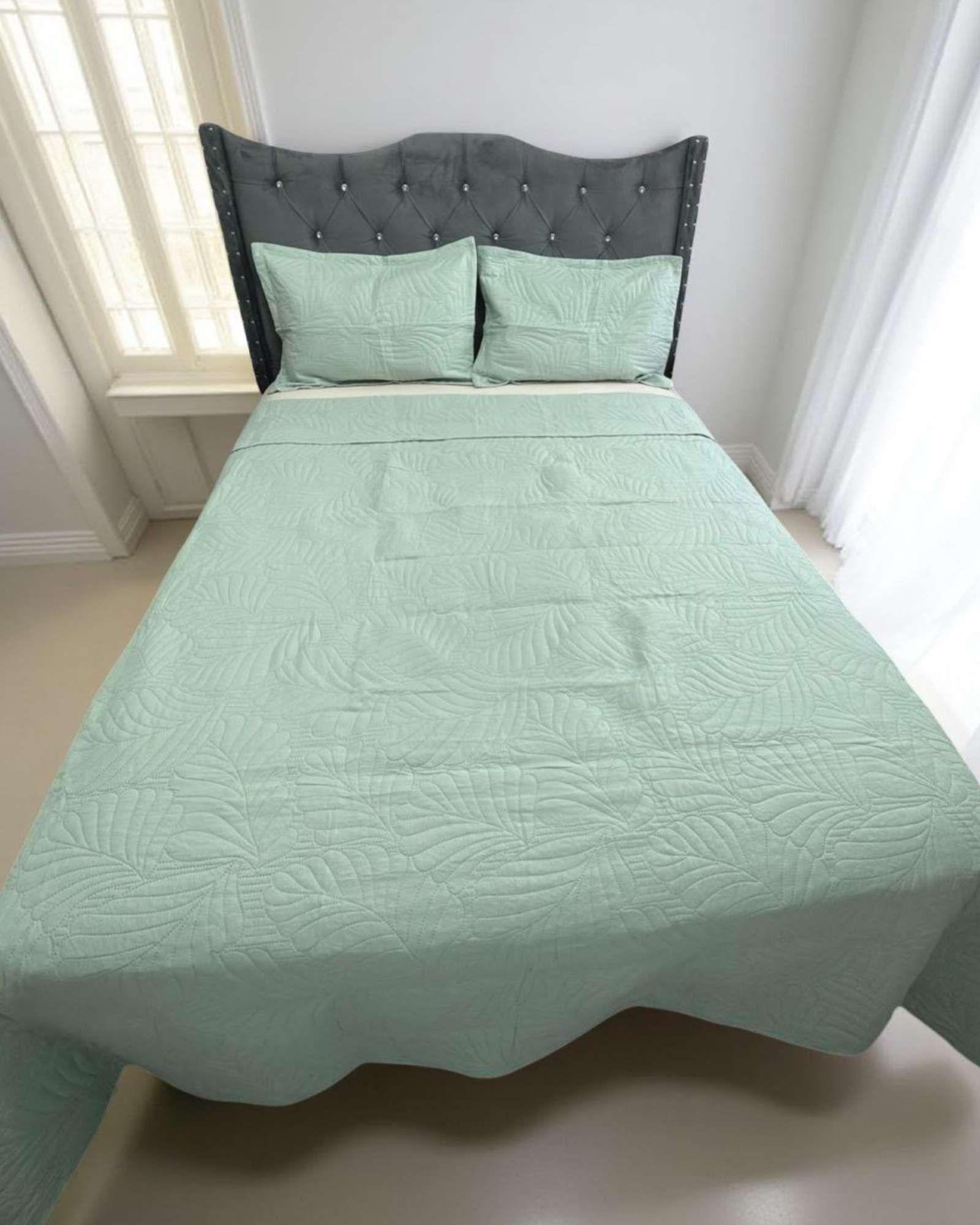 QUILT CUBRECAMA DE LUJO VERANO 2 PLAZA VERDE MENTA-3