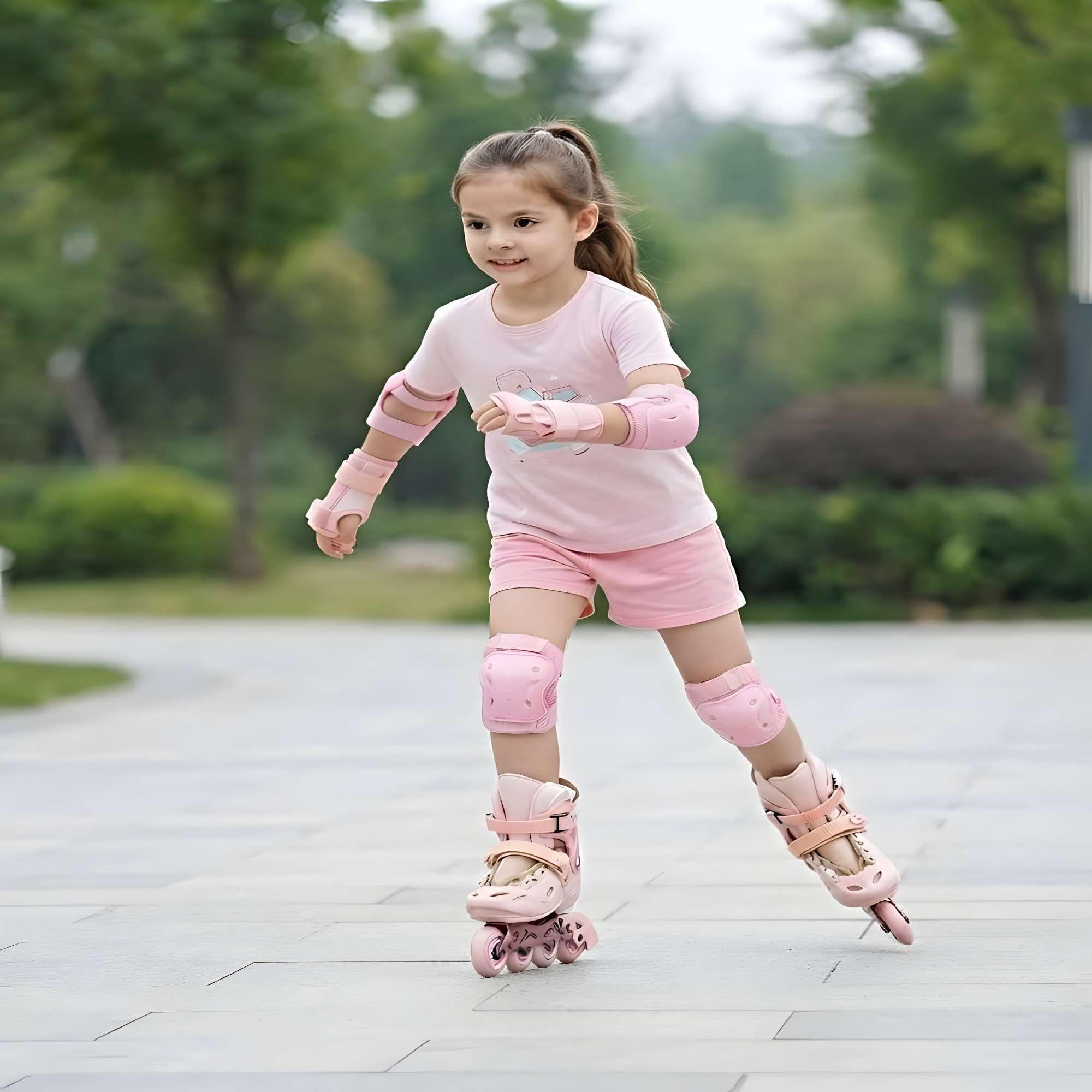 PATIN LINEAL CON LUCES Y KIT TALLA M 33-35 ROSA1-0