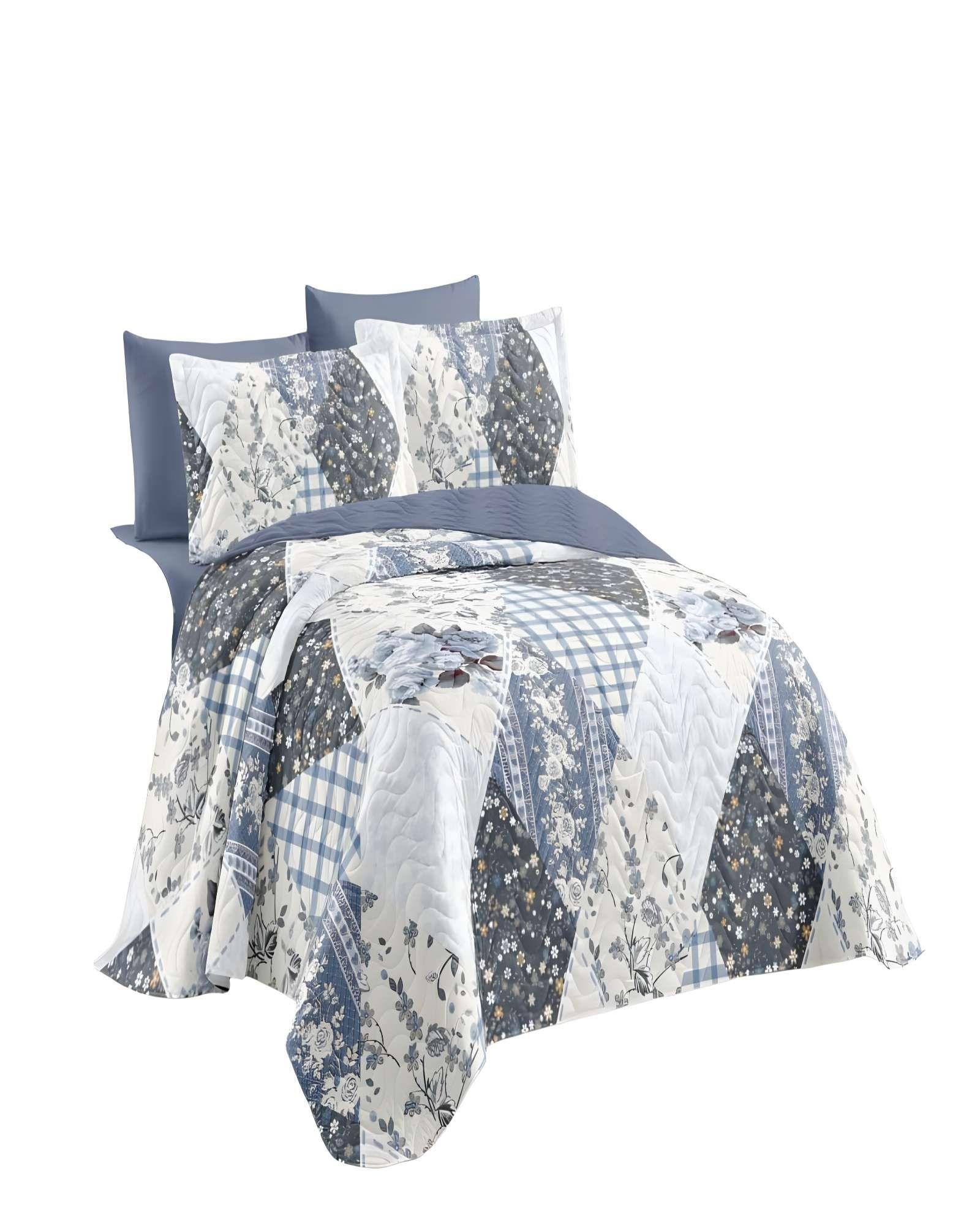 CUBRECAMA QUILT DE VERANO PLAZA Y MEDIA AZUL 01-0