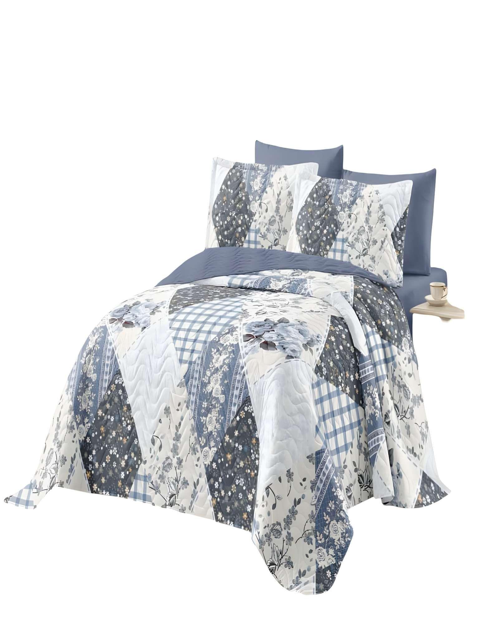 CUBRECAMA QUILT DE VERANO PLAZA Y MEDIA AZUL 01-1