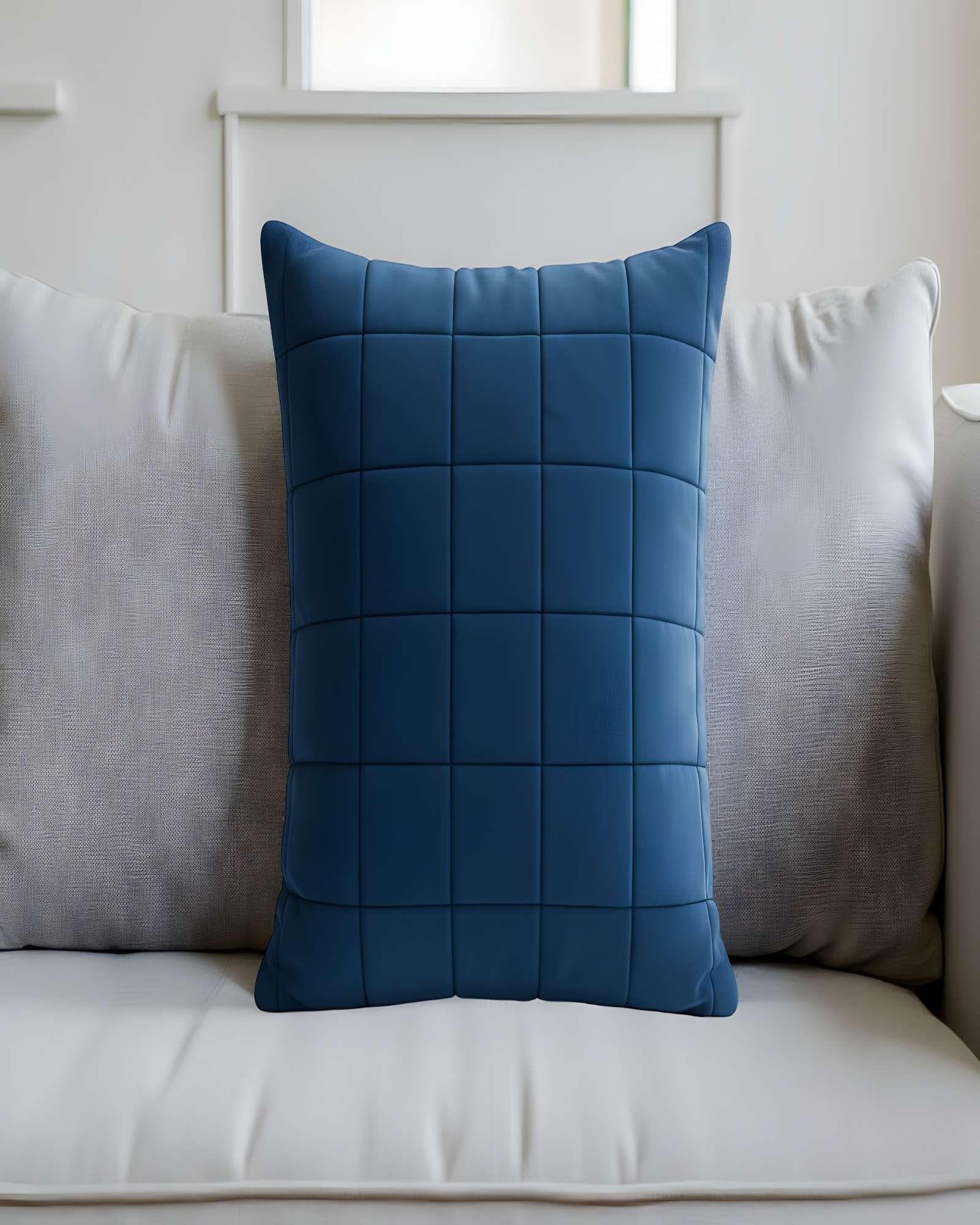 SET DE 2 FUNDAS DE COJIN TERCIOPELO GRID 45X45 AZUL-2