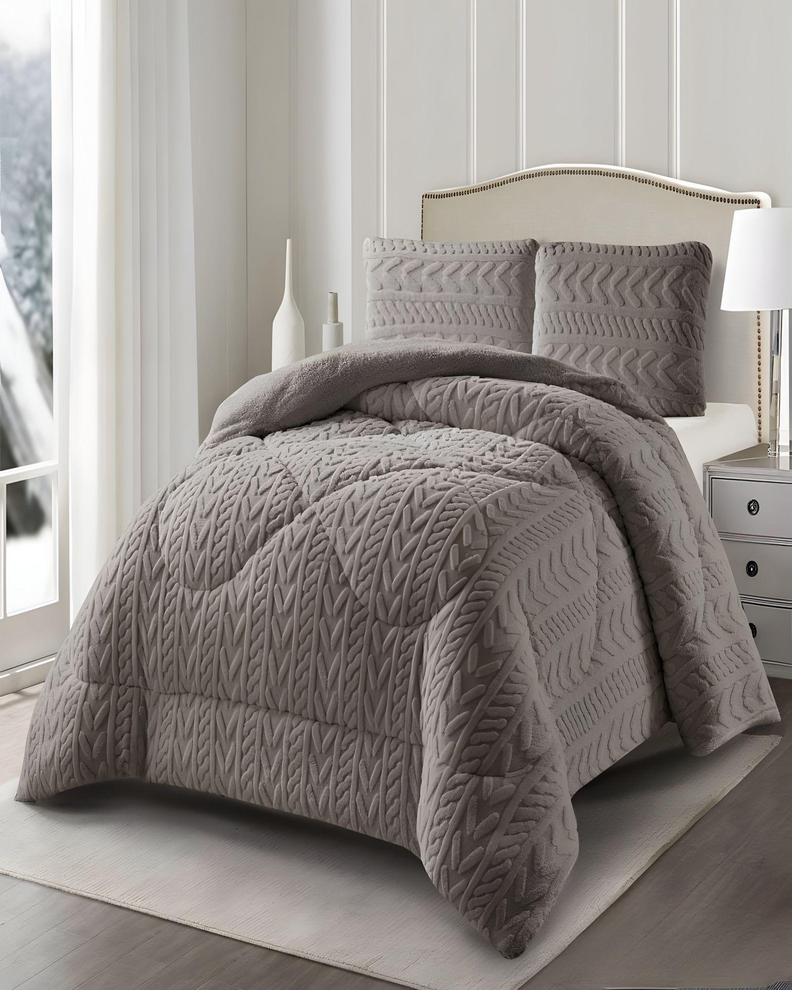 COBERTOR DE INVERNO TEXTURIZADO RM PLAZA Y MEDIA GRIS-2